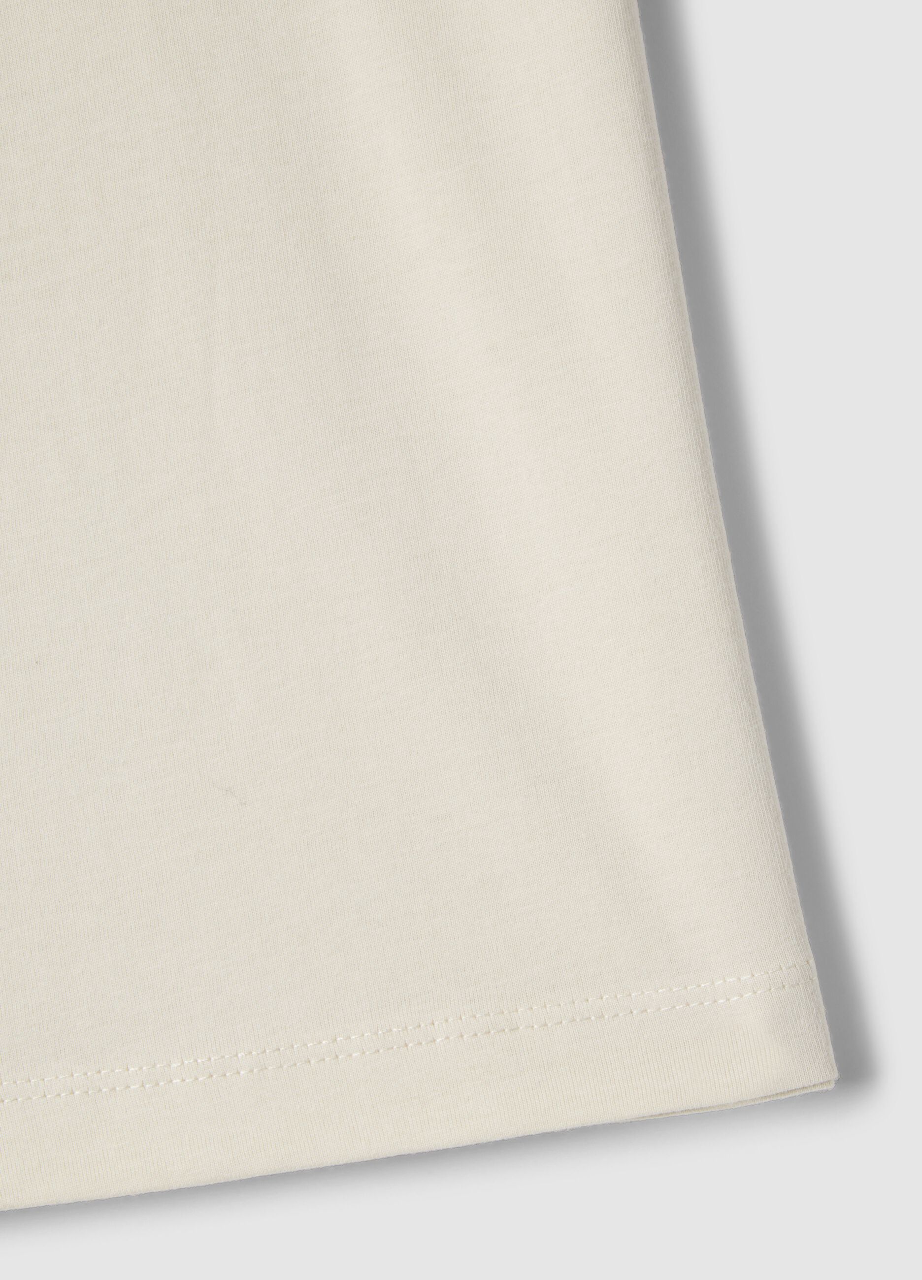 Beige regular fit pure cotton T-shirt for children with print