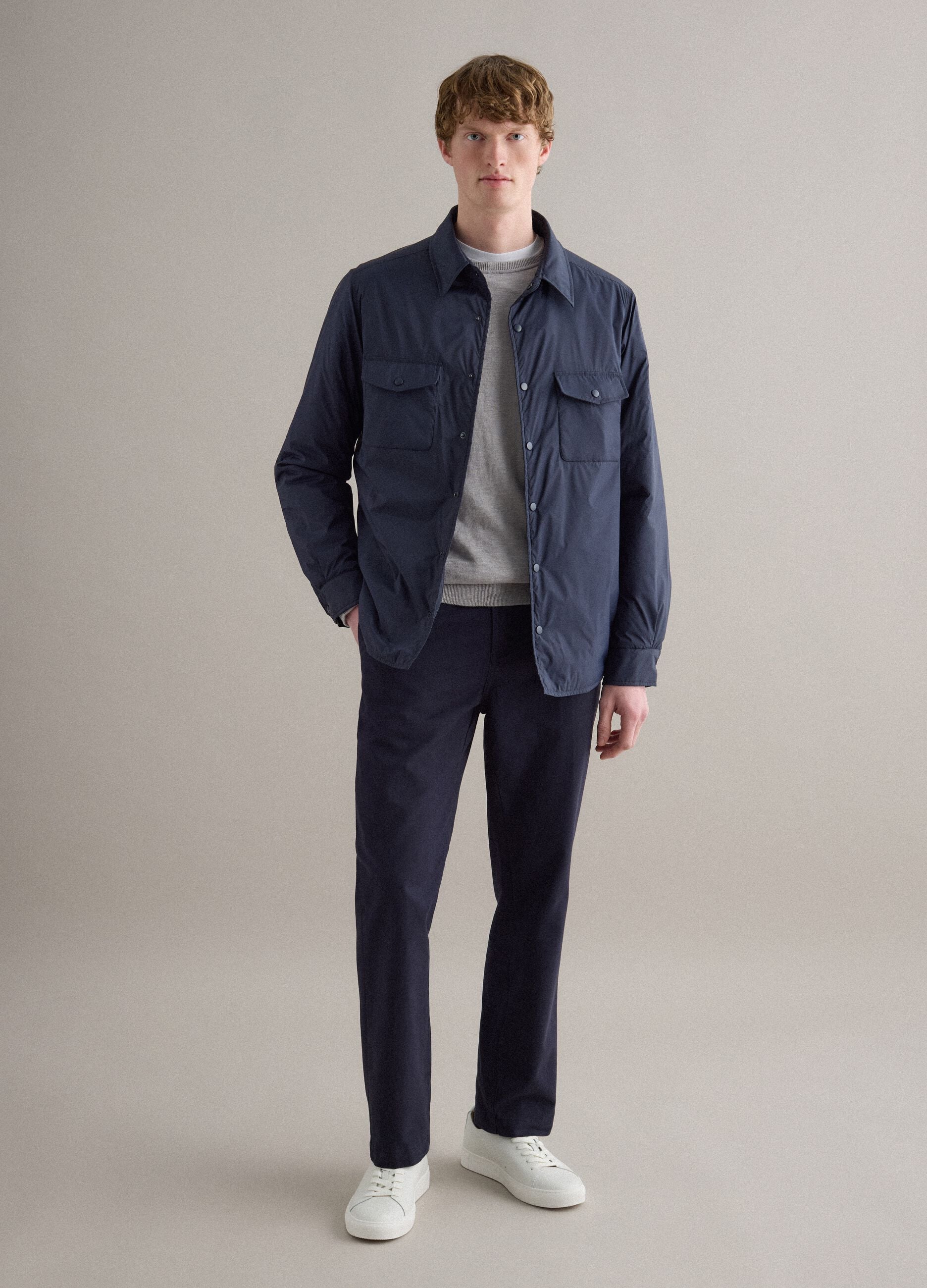 Blue lightweight regular fit jacket with zip
