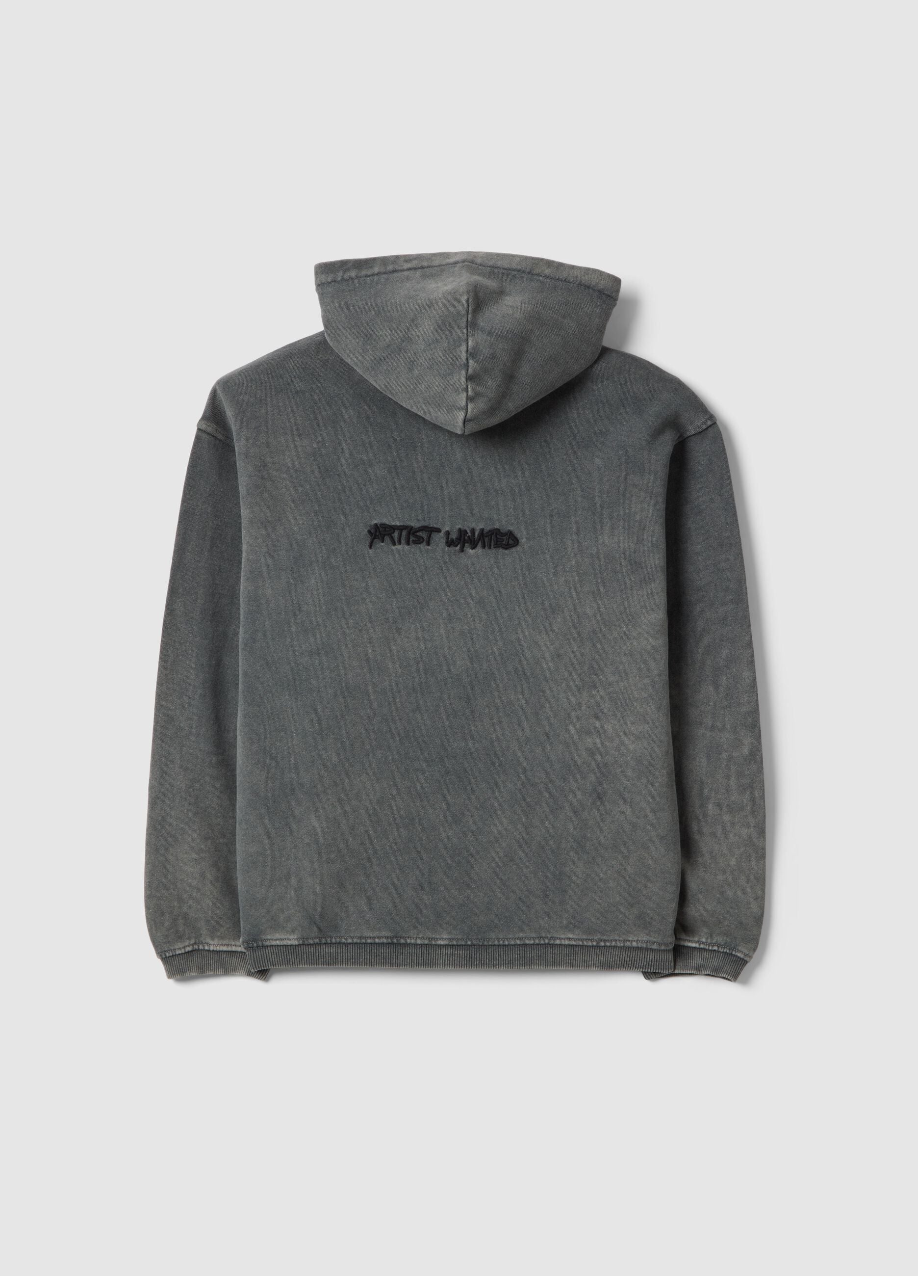 Boy's oversized fit grey cotton TieDye sweatshirt