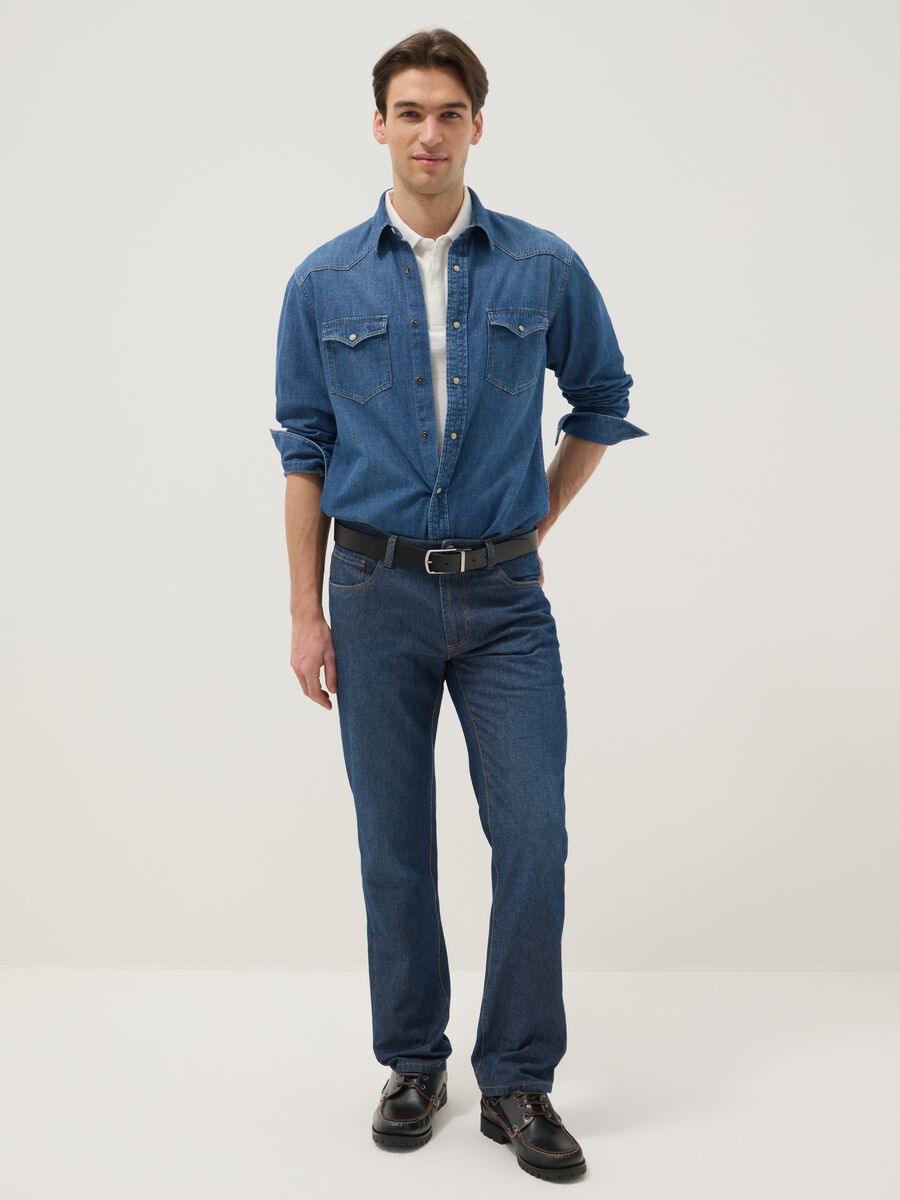 Blue Regular Fit Denim Pure Cotton Jeans_1