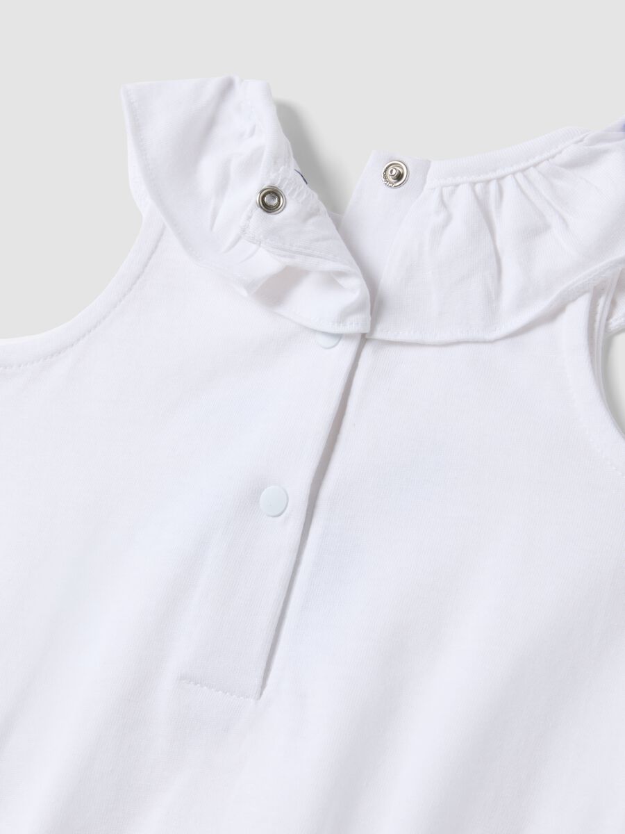 Sleeveless white pure cotton baby romper with fish_3