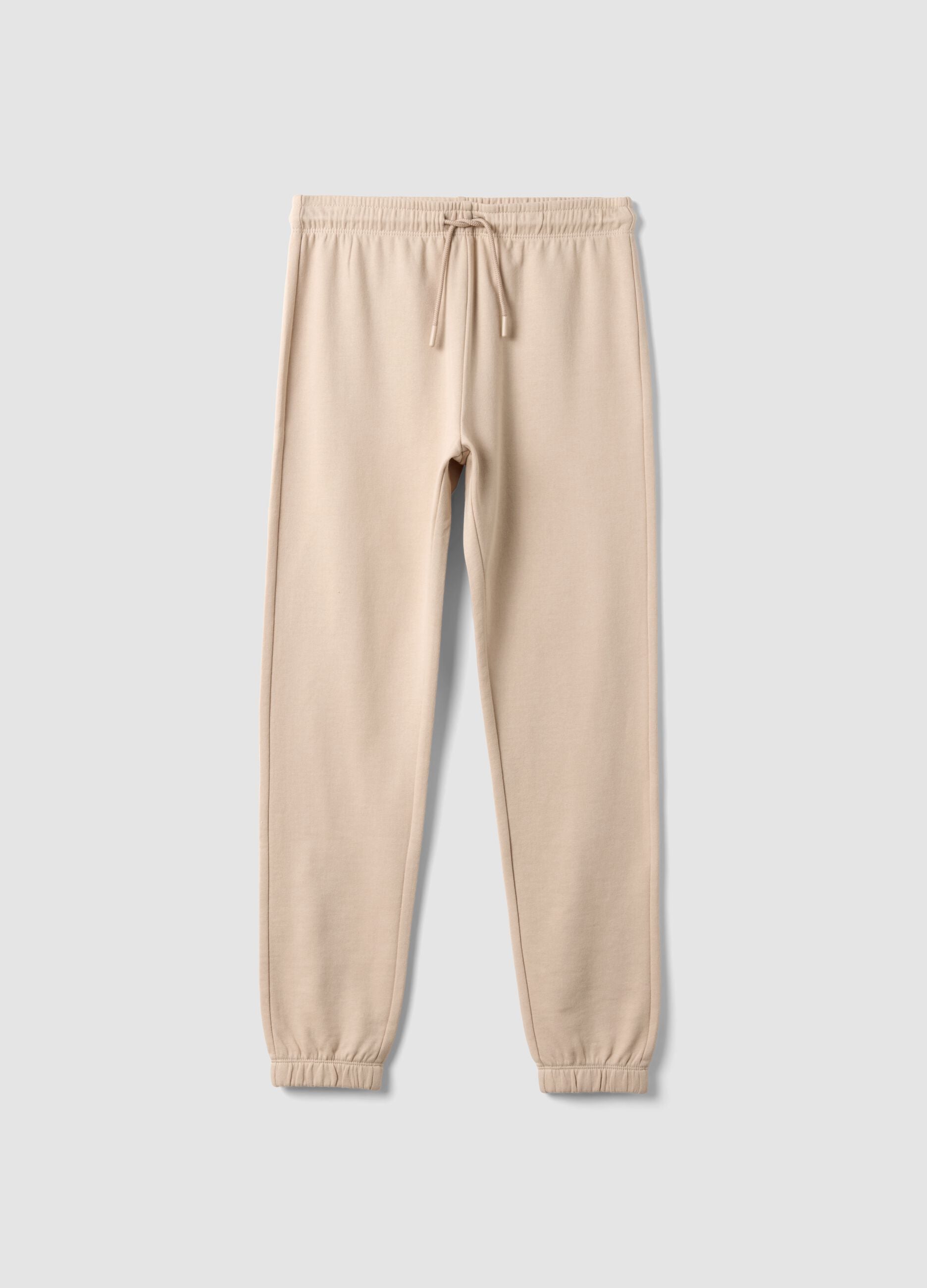 Beige organic cotton joggers, regular fit, for boys