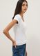 White fitted stretch-cotton T-shirt with square neckline_0