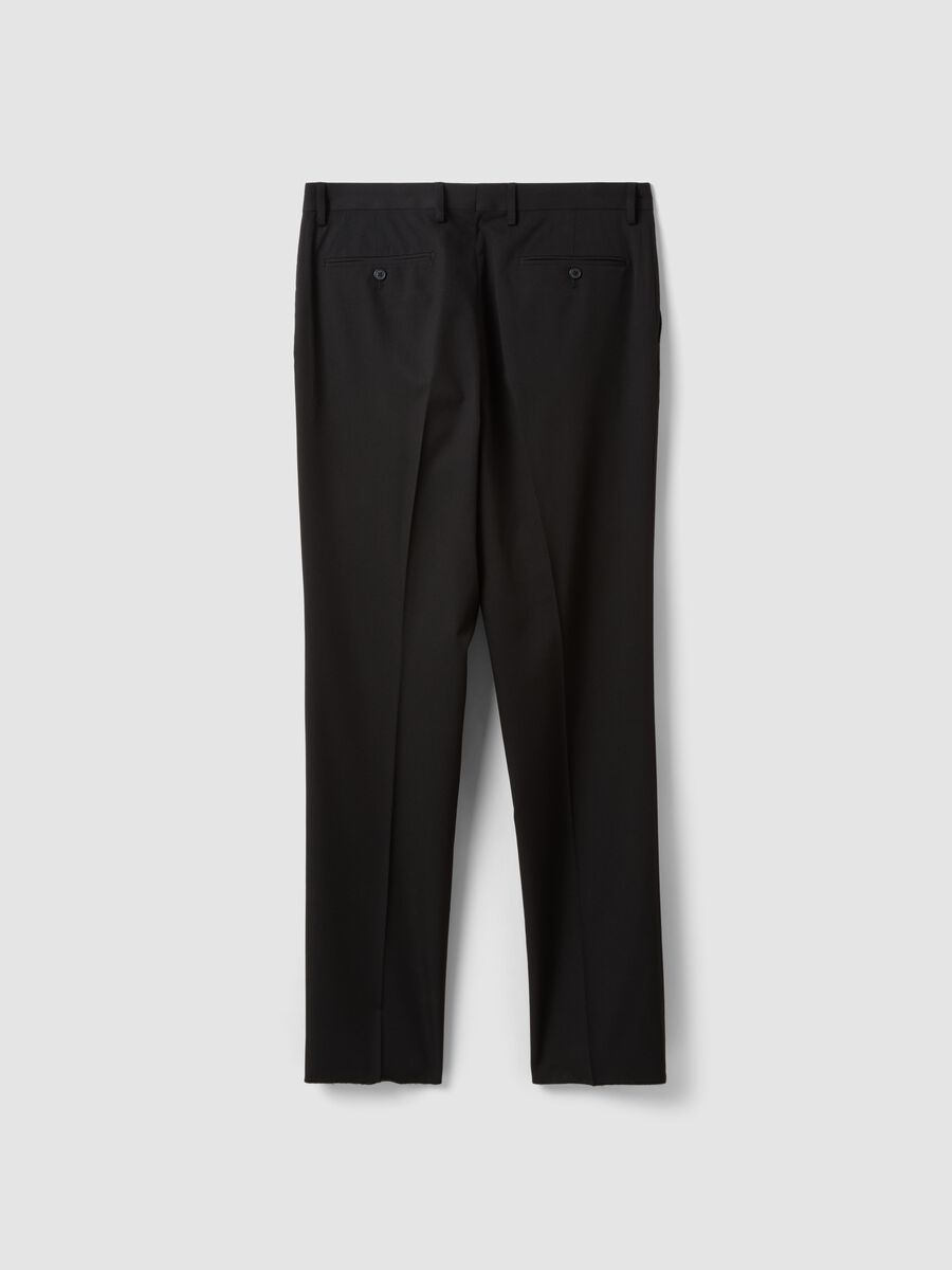 Pantaloni formali neri in viscosa elasticizzata regular fit_6