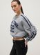 Grey oversized cotton blend sweatshirt with V-neck and print_2