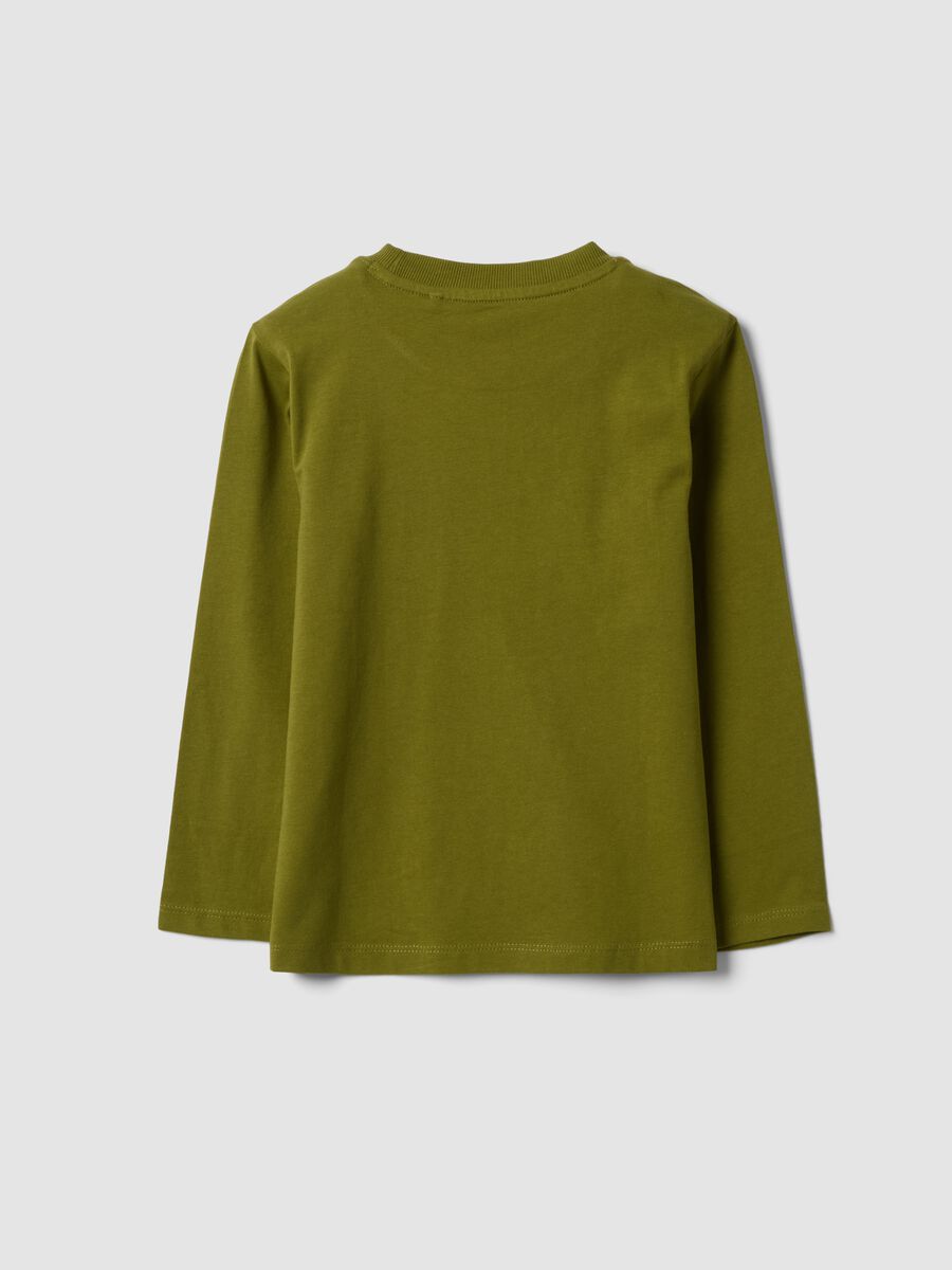 Green crew-neck T-shirt in pure organic cotton for boys, regular fit_1