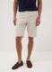 Beige linen-cotton blend five-pocket Bermuda shorts_2