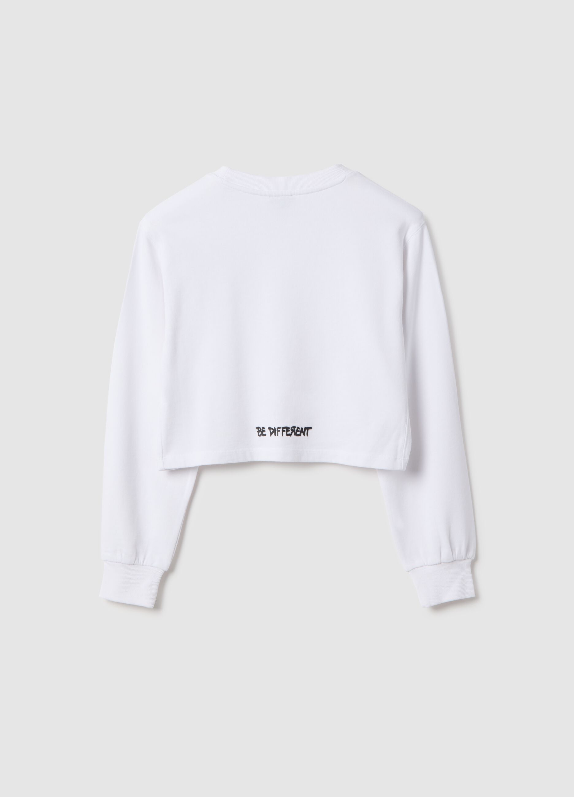 Girls' regular fit pure cotton white sweatshirt with heart