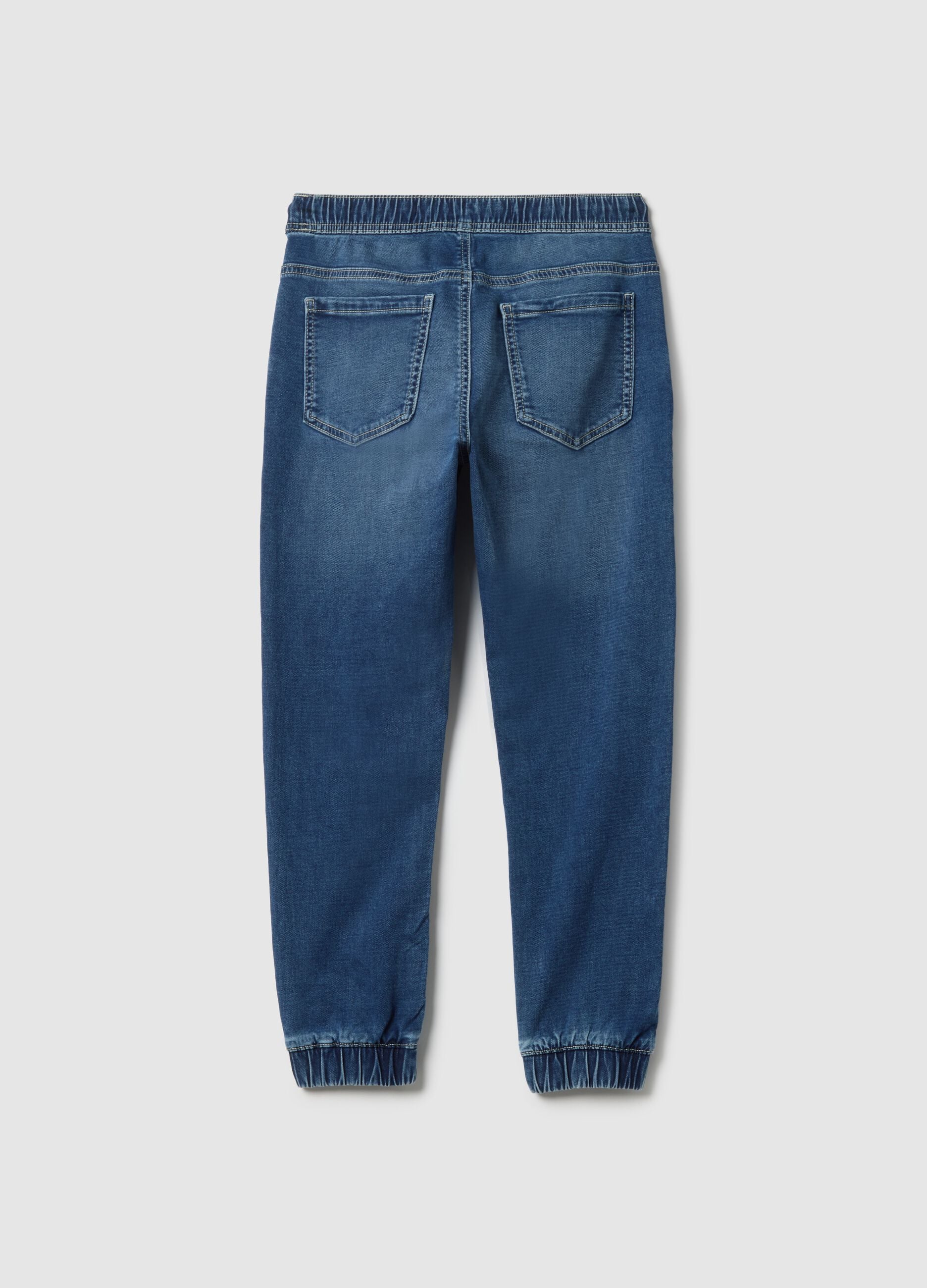 Boys' regular fit blue denim jeans with elastic waist