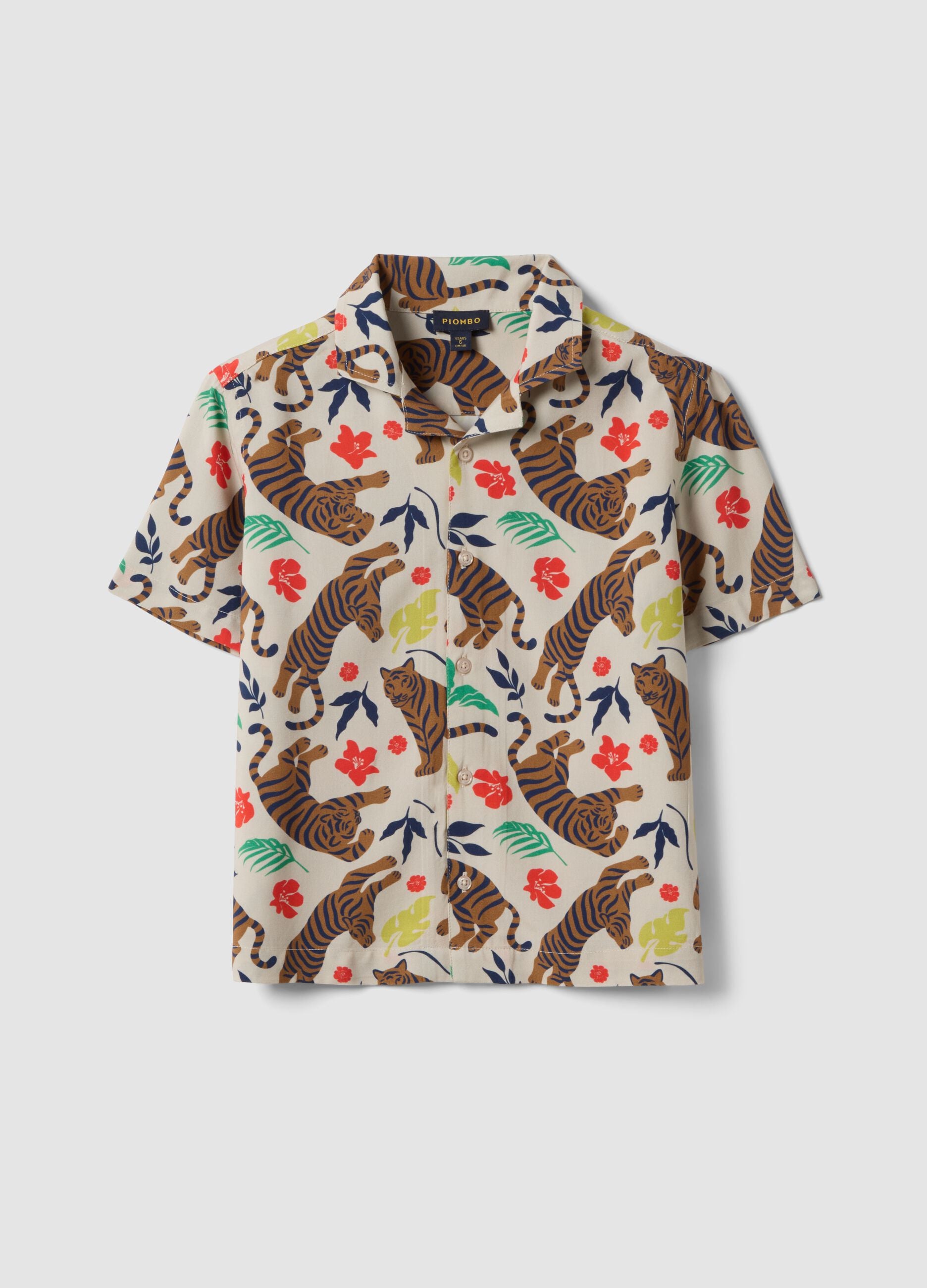 Boys&rsquo; multicolour pure viscose regular-fit shirt with prints