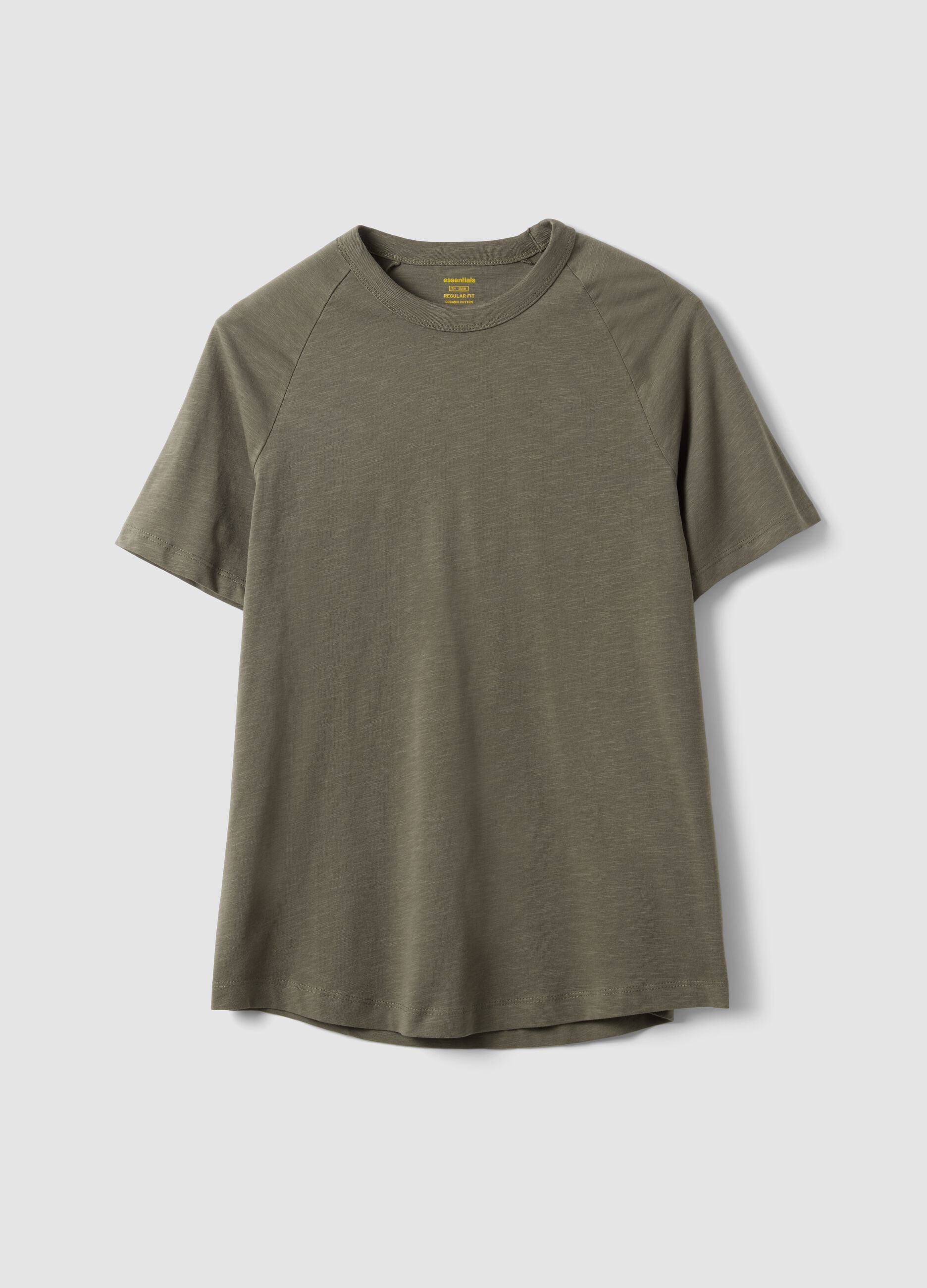Regular fit green pure cotton T-shirt