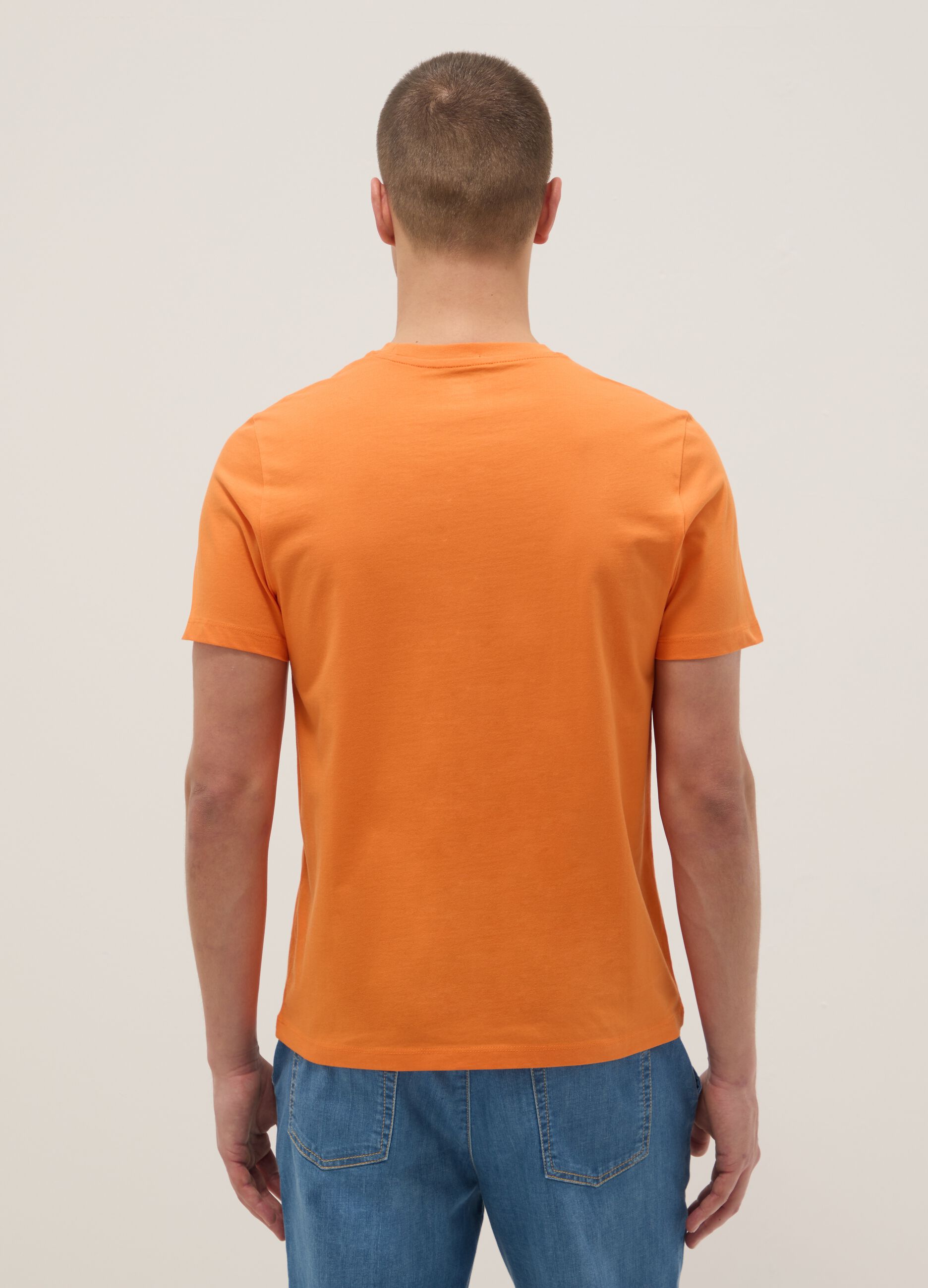 Orange Pure Cotton Short Sleeve Regular Fit T-shirt