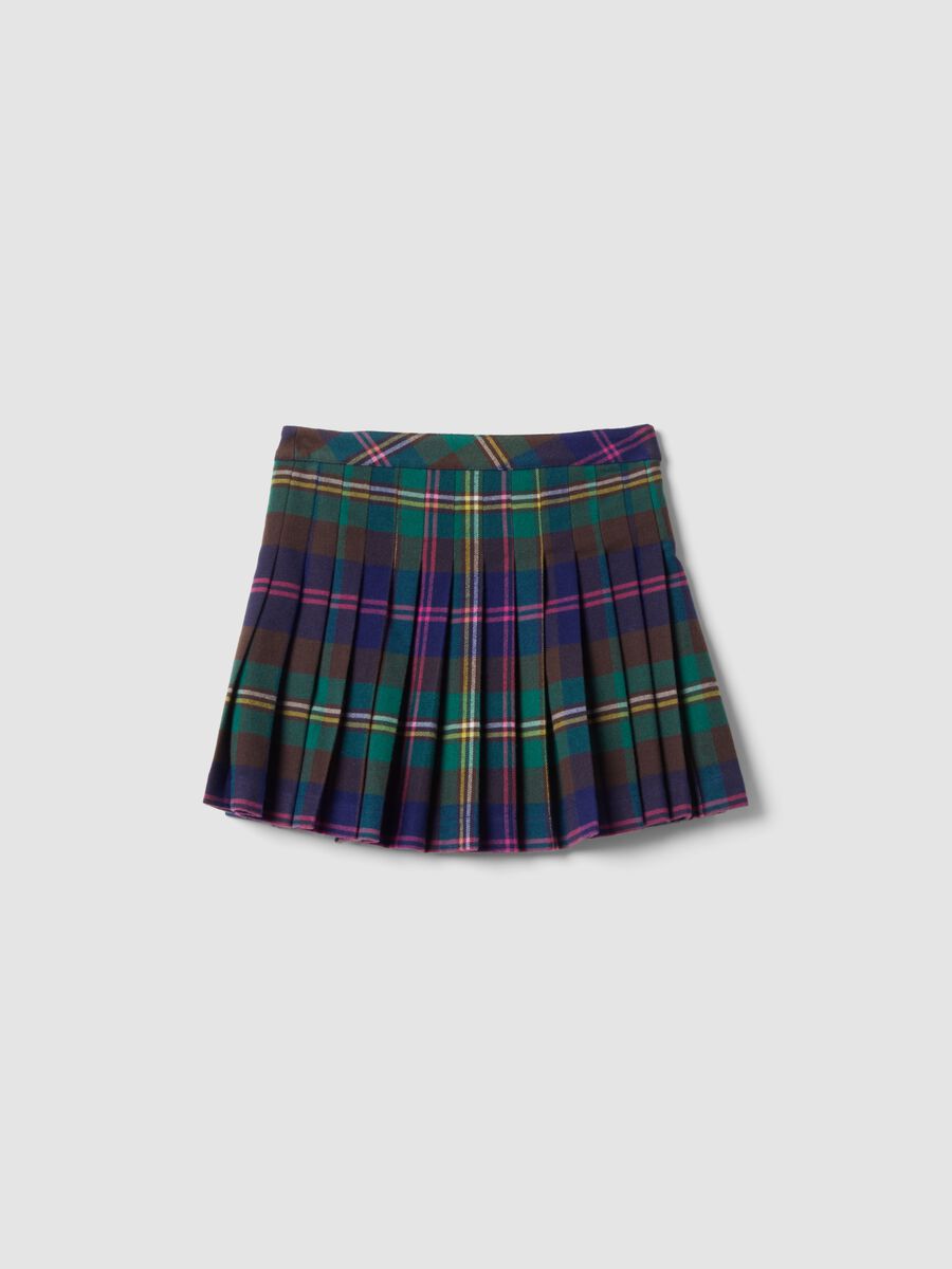 Girls&rsquo; multicolour stretch viscose checked skirt_5
