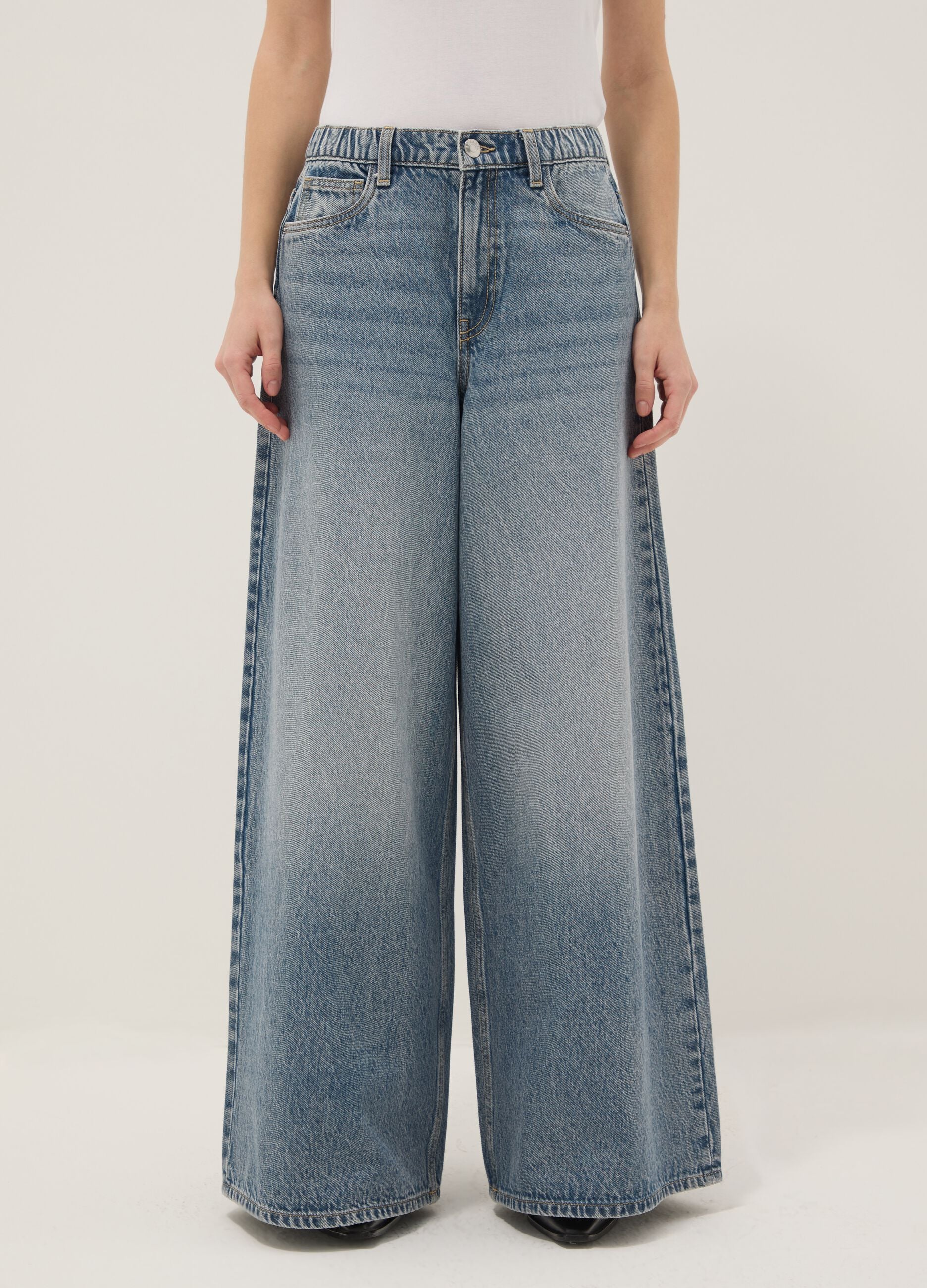 Pure Cotton Blue Wide Leg Denim Jeans