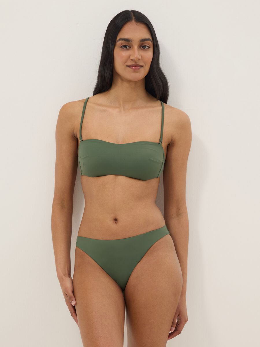 Green stretch bandeau bikini top with padding_1