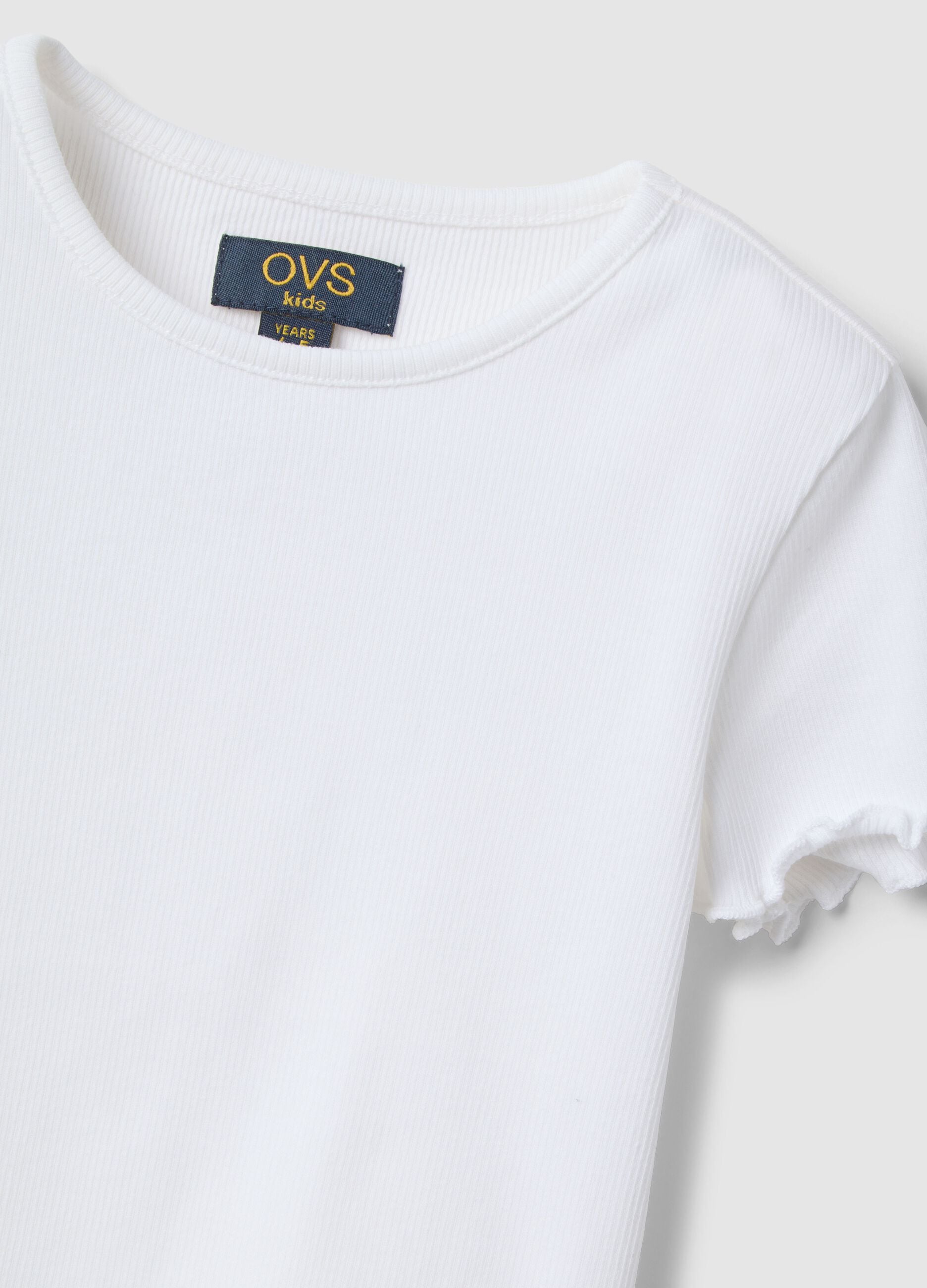 Girls' white stretch cotton t-shirt regular fit