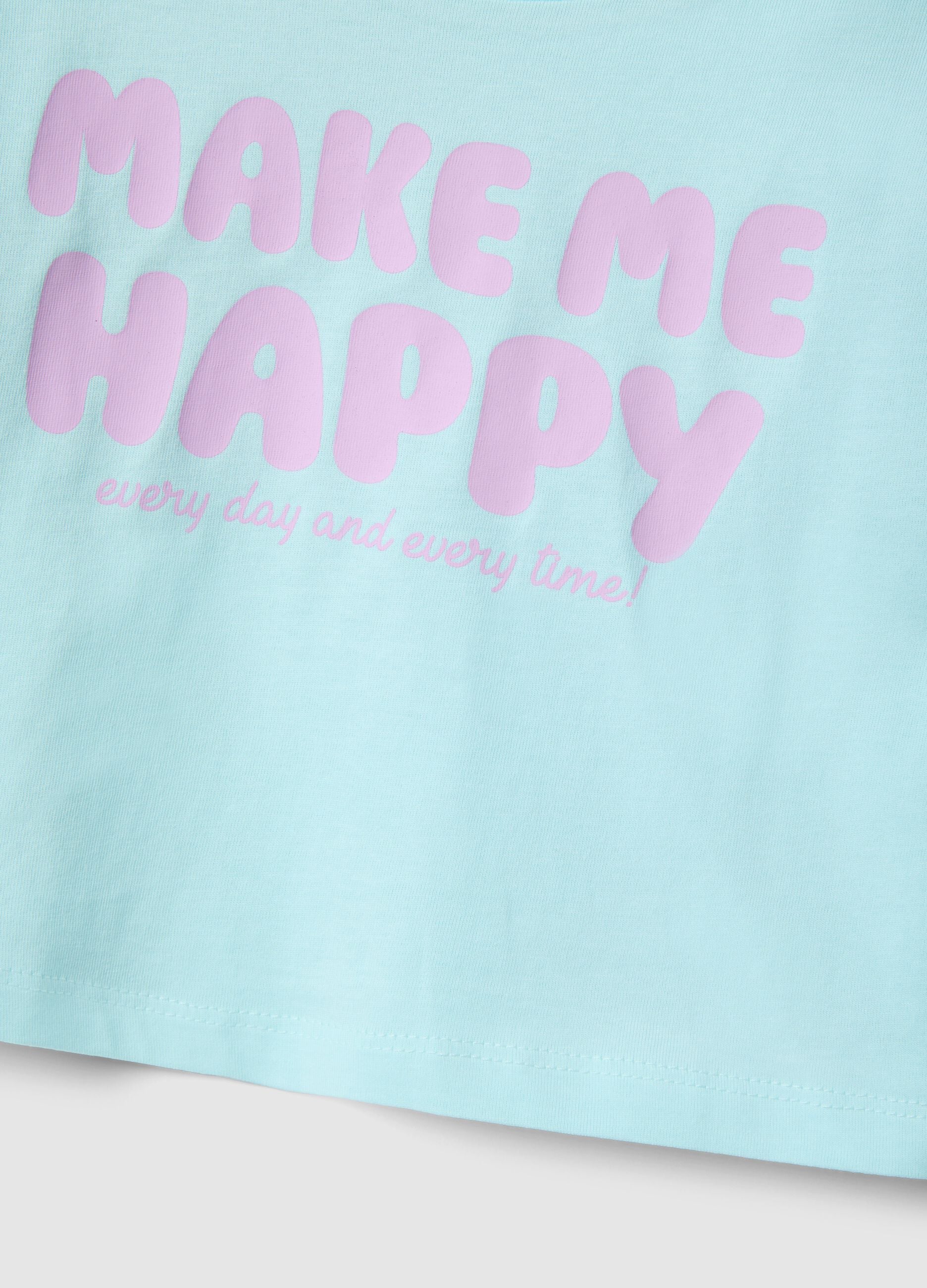 Girl's blue boxy fit pure cotton T-shirt with print