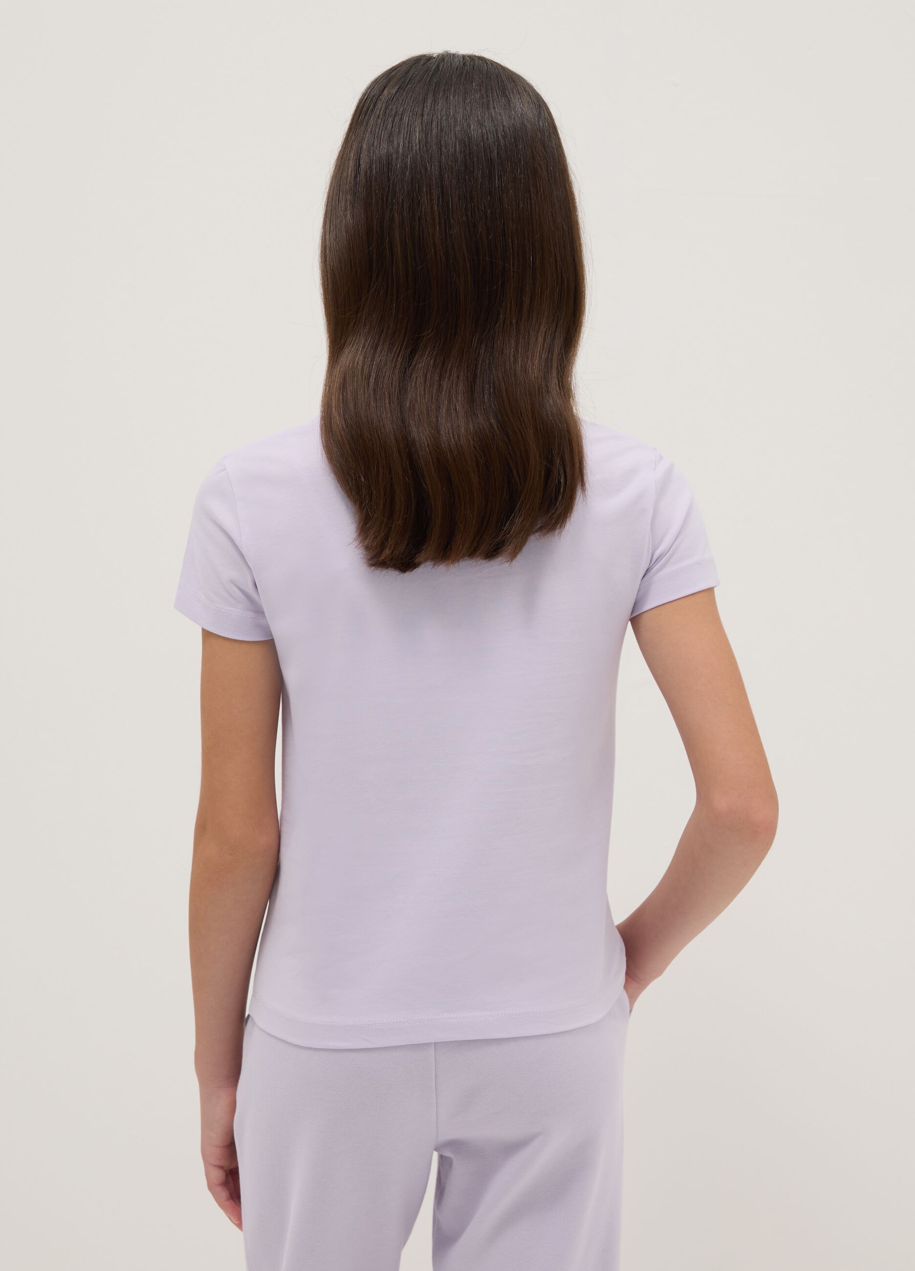 Girls' purple cotton blend T-shirt regular fit