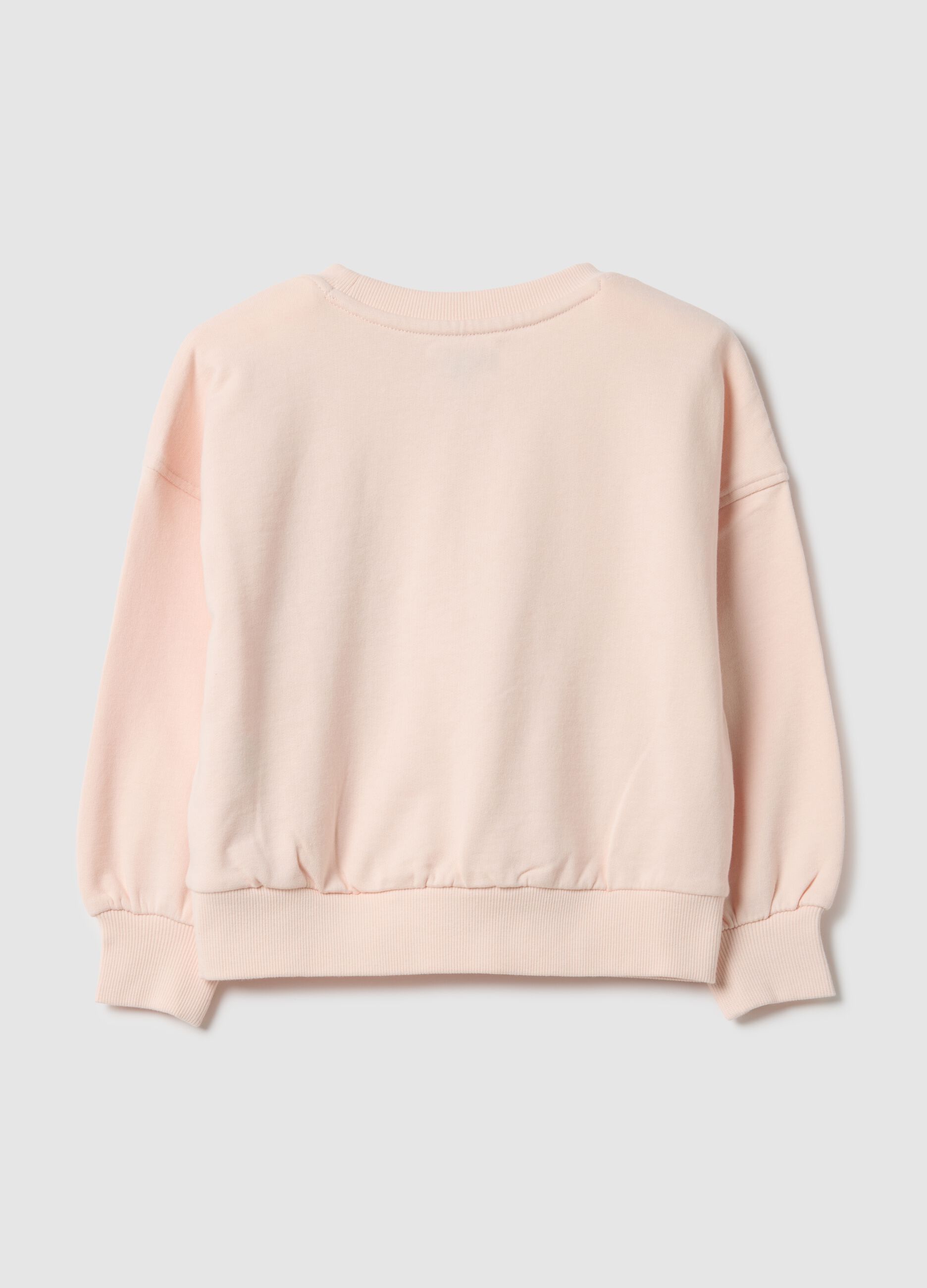 Regular fit pink cotton sweatshirt with print for girls