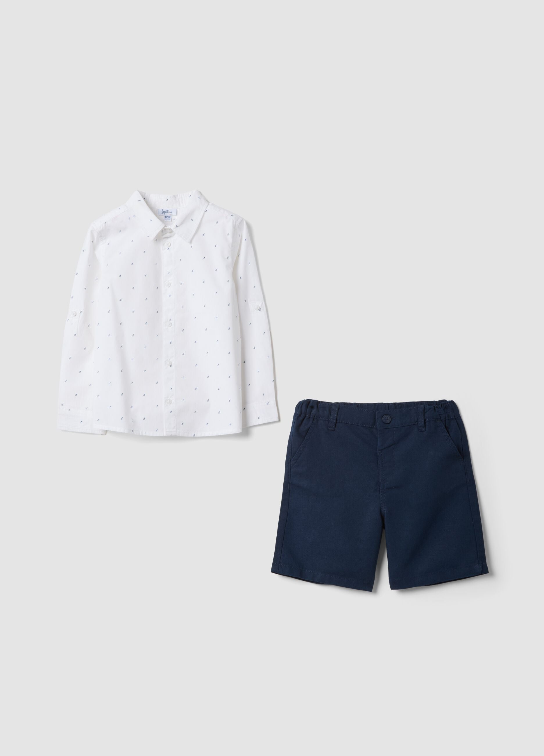 Multicolour pure cotton shirt and shorts set for baby boys