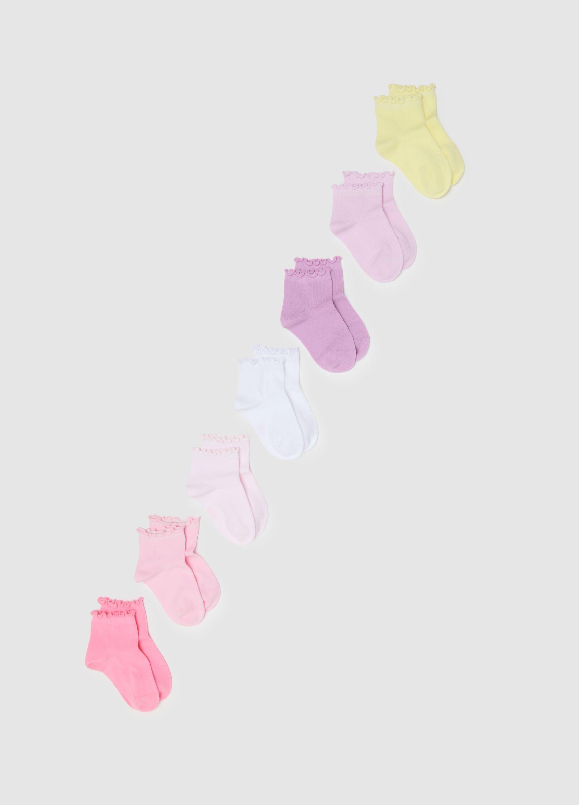 Multipack of multicolour cotton stretch ankle socks for girls