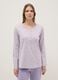 Purple pure cotton pyjamas with serafino collar and floral pattern_1
