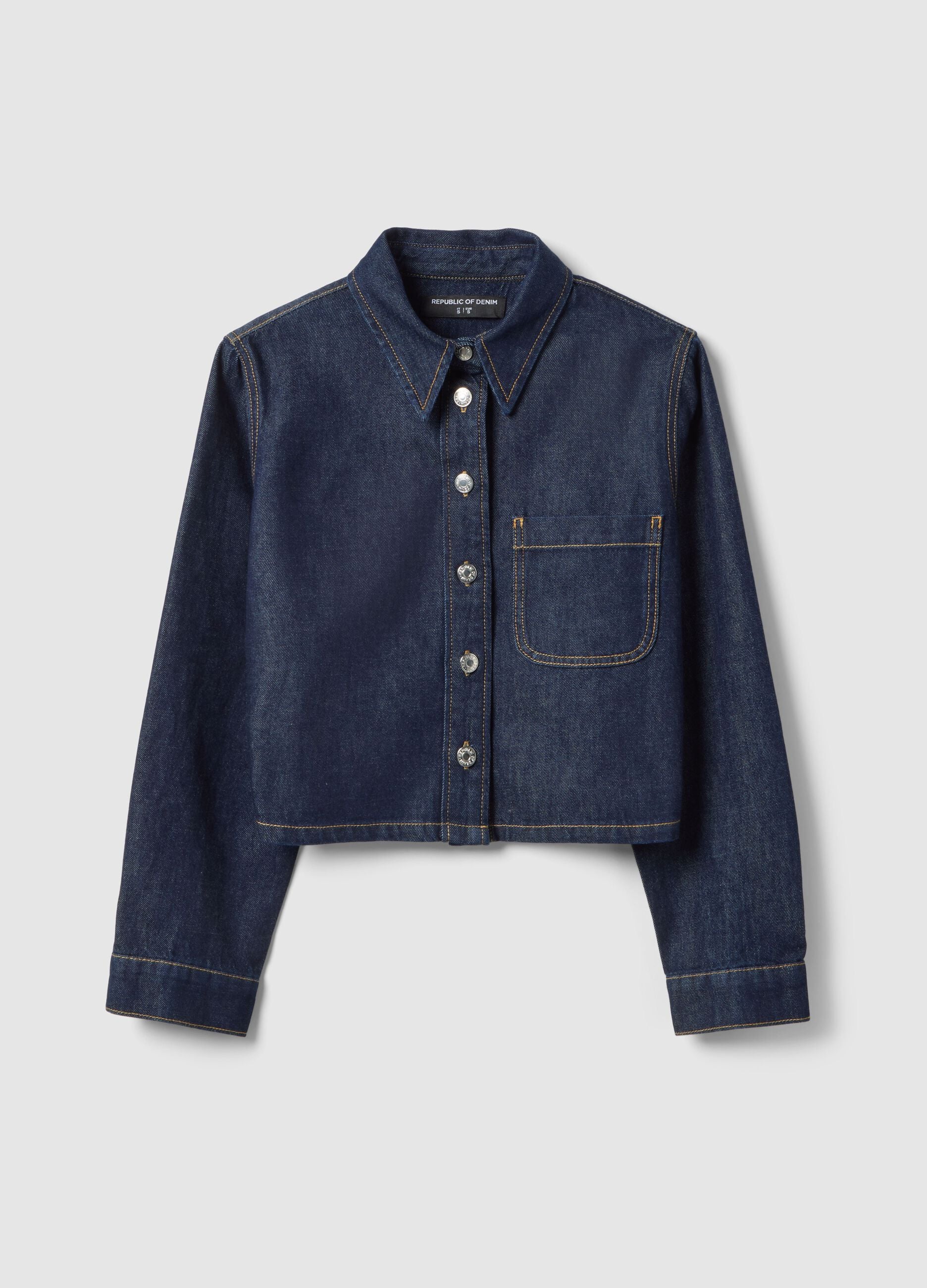 Pure cotton denim regular fit shirt with buttons and chest pocket