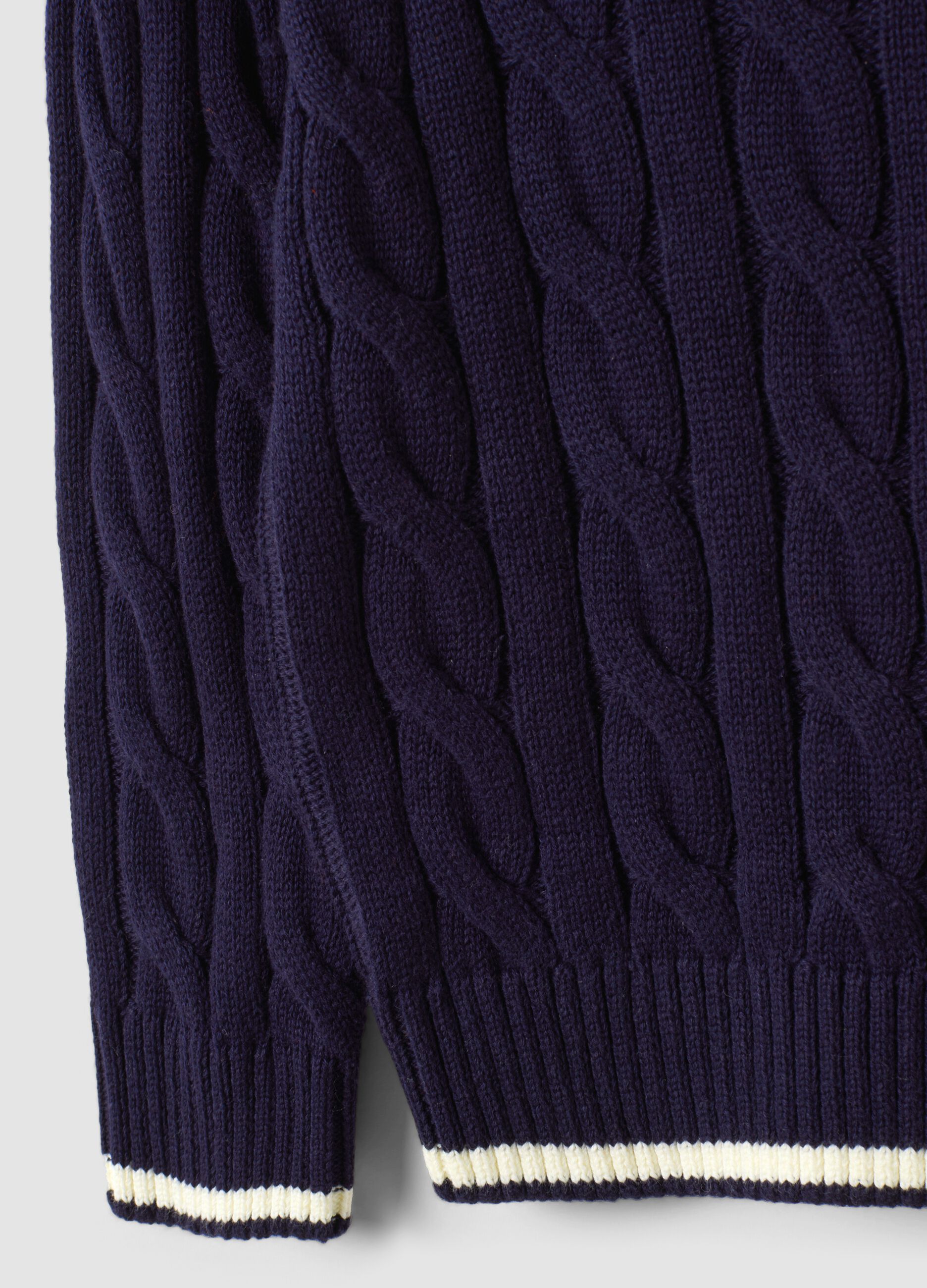 Blue pure cotton cable-knit oversized jumper for boys