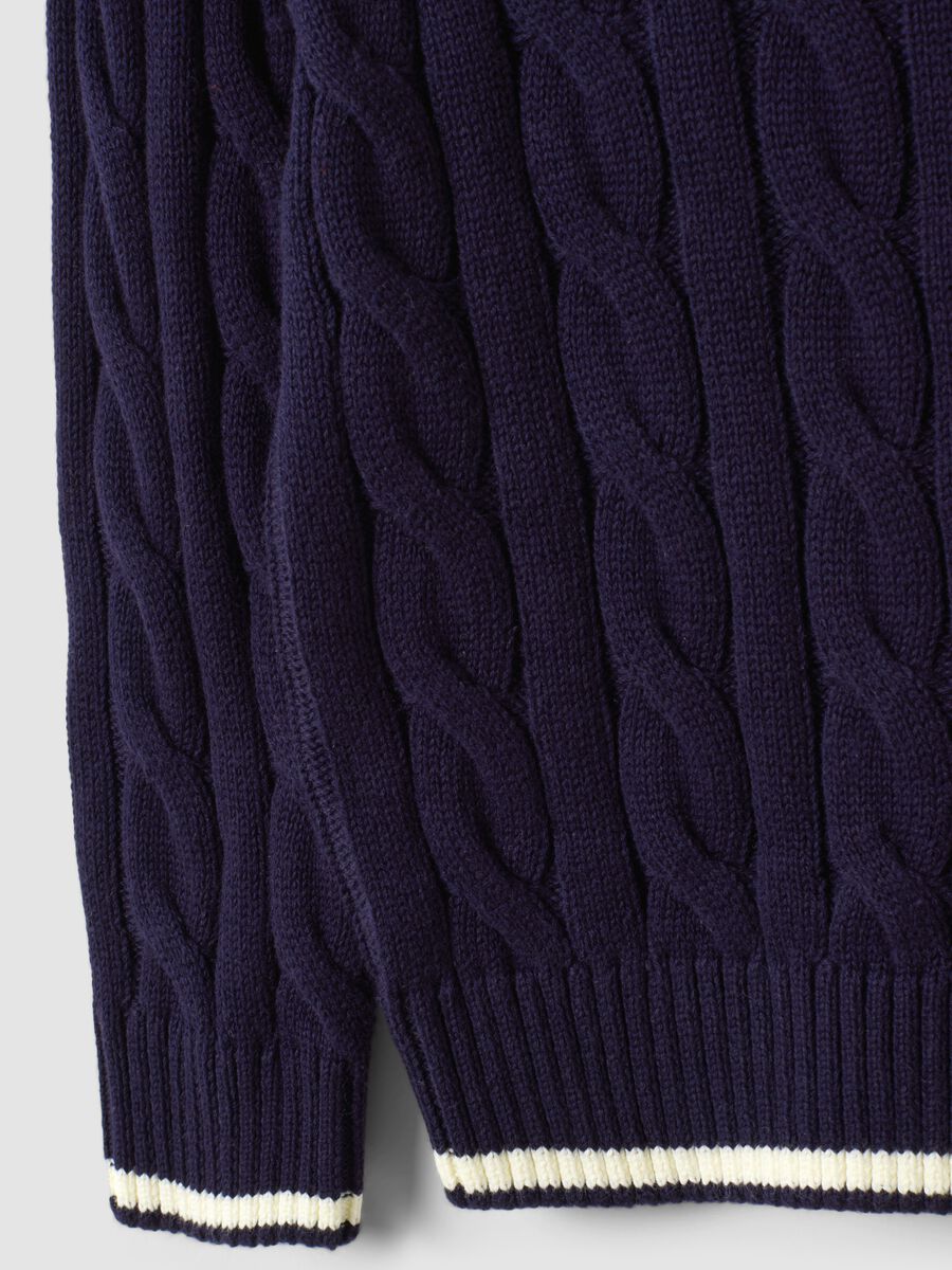 Blue pure cotton cable-knit oversized jumper for boys_6