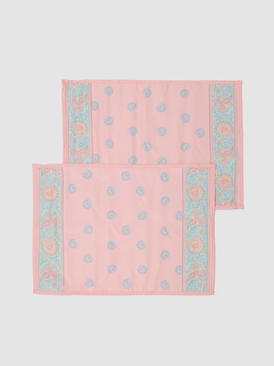 Pink pure cotton placemats with multicolour pattern_0
