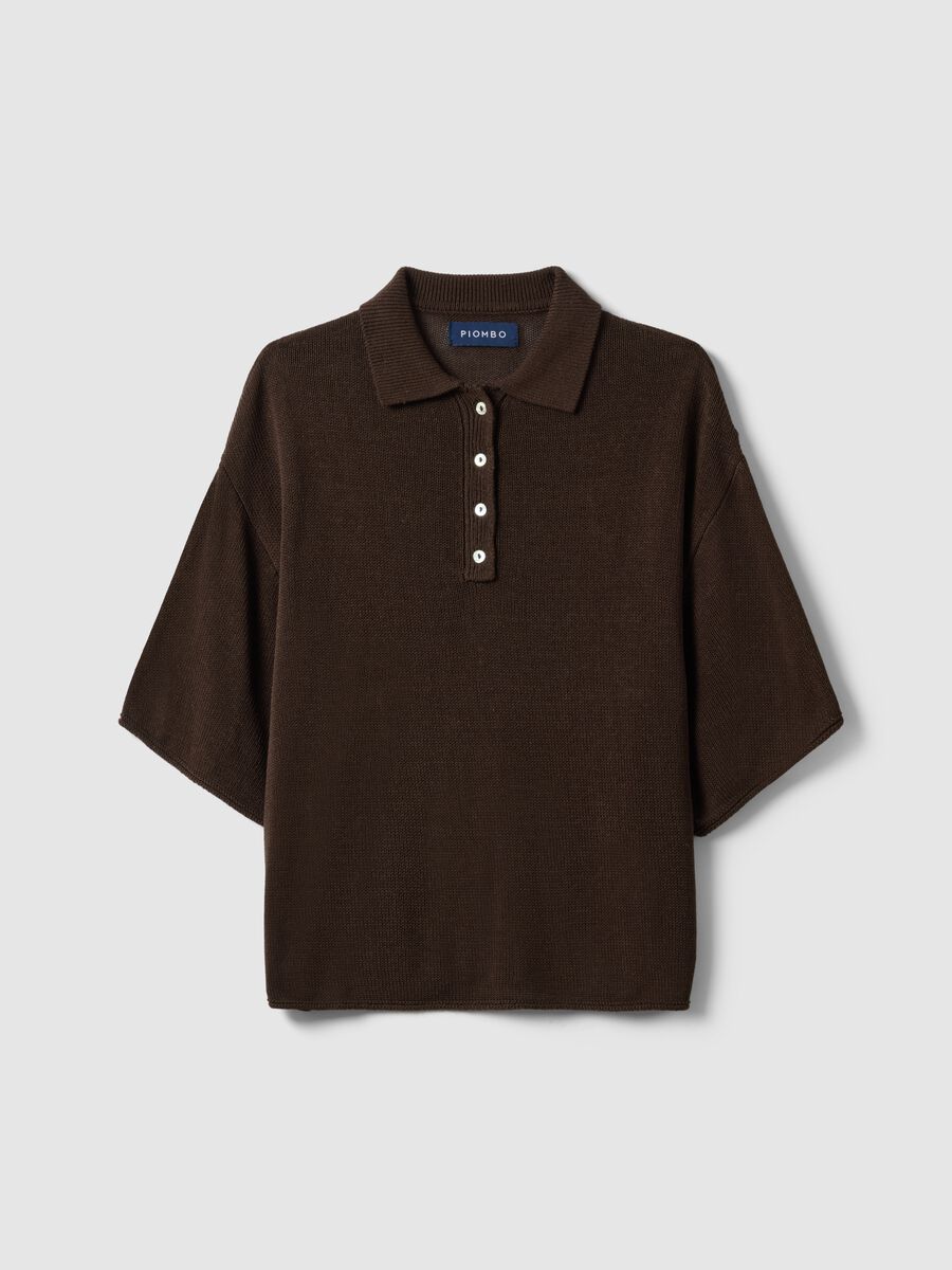 Brown regular fit polo with elbow-length sleeves_4