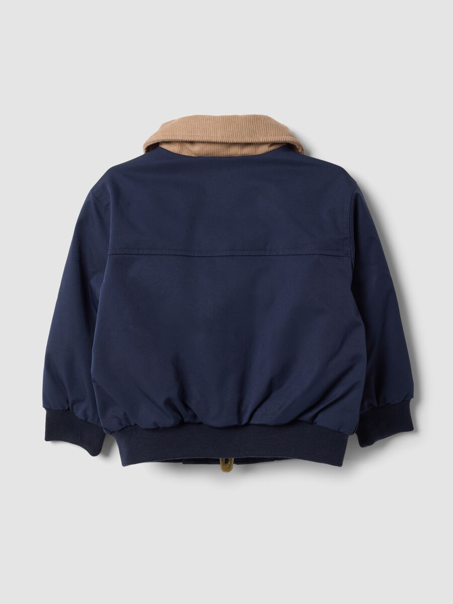 Giacca blu con zip e colletto a contrasto per bimbo_1