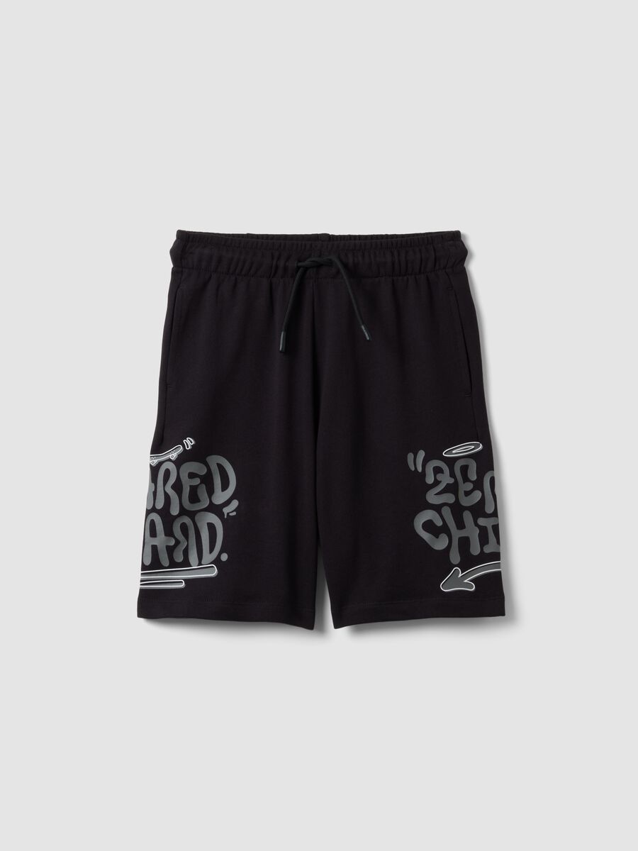 Black pure cotton shorts with elasticated waistband_3