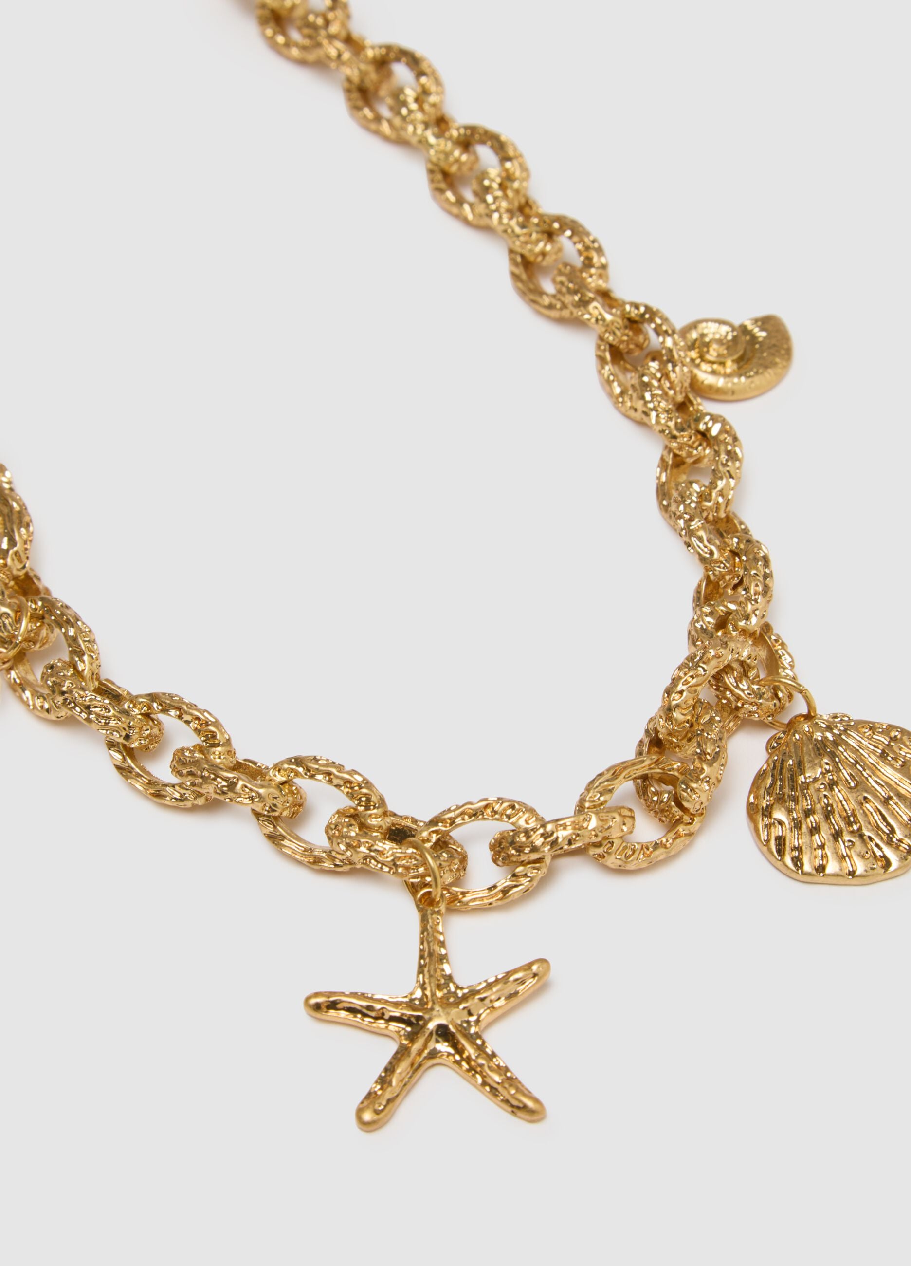 Multicolour gold-plated steel necklace with charms