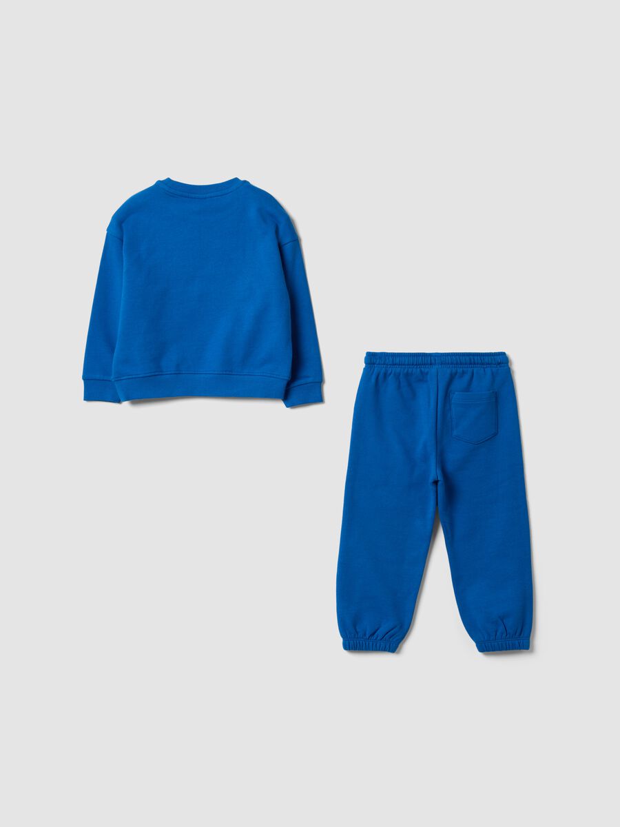 Blue pure cotton jogger set with print for boys_1