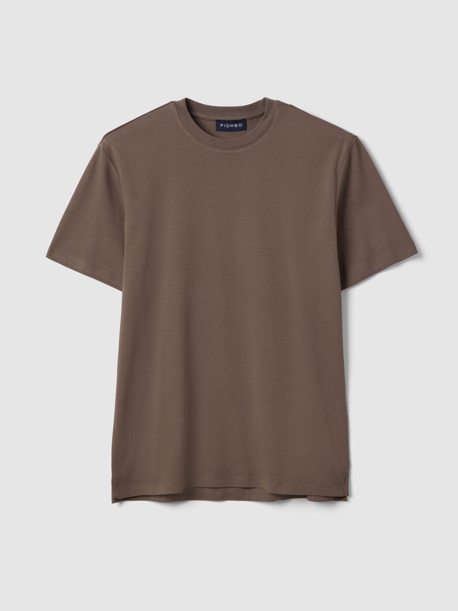 Brown pure cotton regular fit crew-neck T-shirt_4