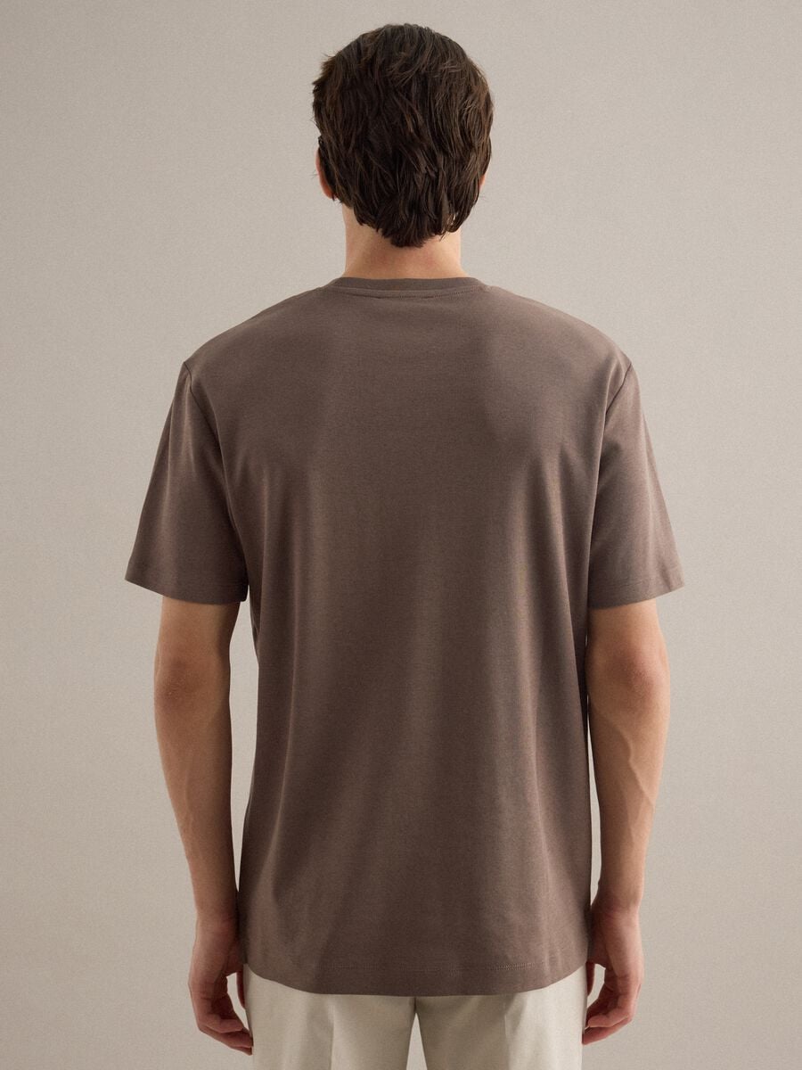 Brown pure cotton regular fit crew-neck T-shirt_2