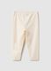 Beige stretch cotton leggings for baby girls slim fit_1