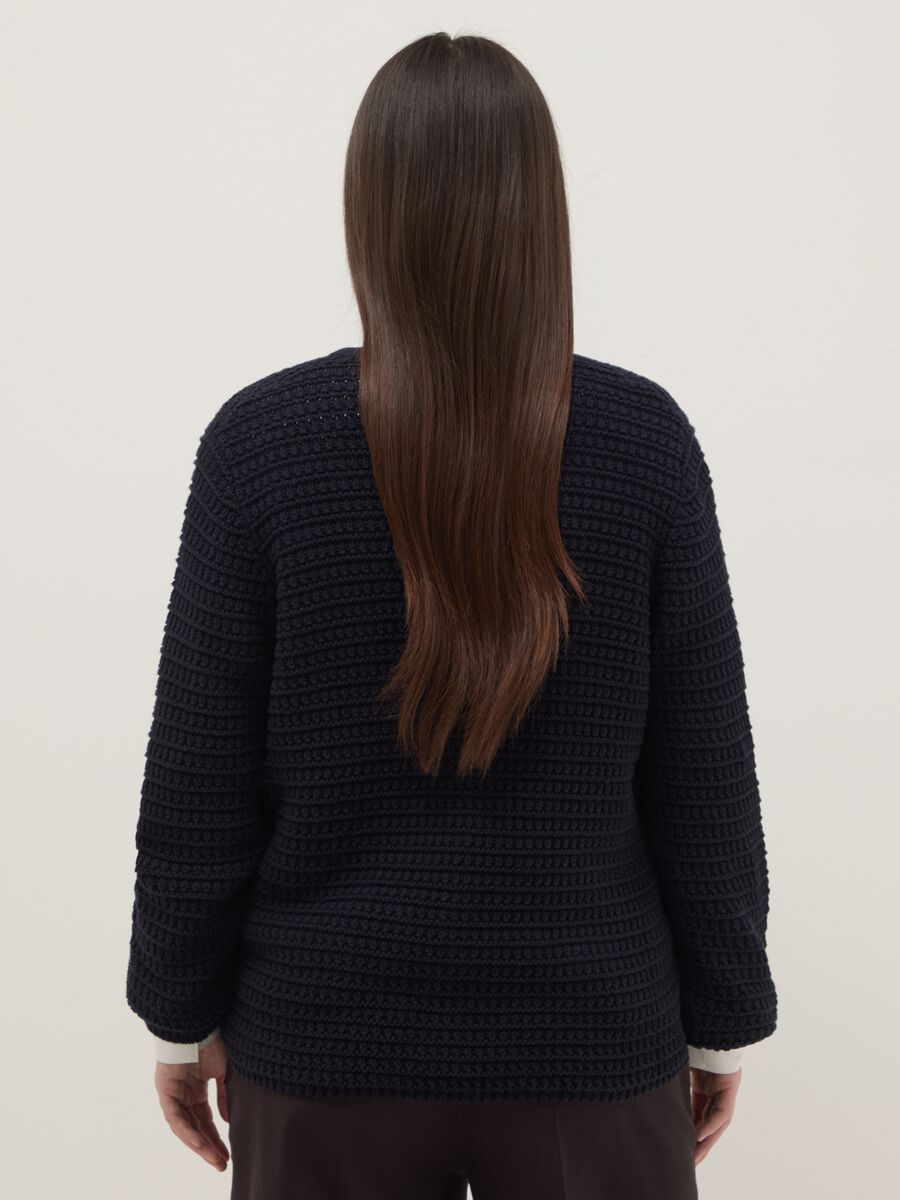 Cardigan in puro cotone nero regular fit con bottoni dorati_2