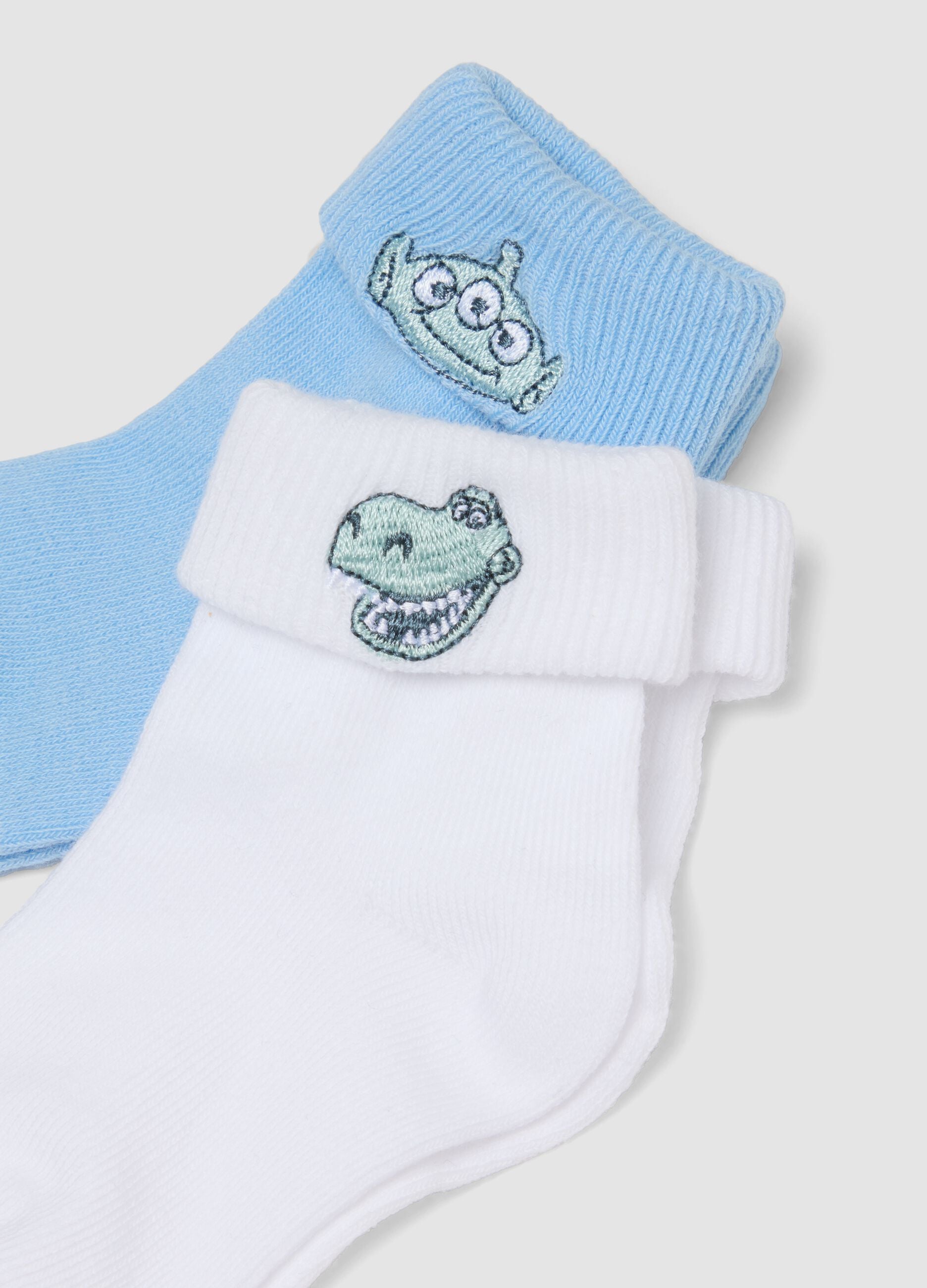 Pack of 3 short organic cotton-blend socks with Toy Story embroidery for baby boy