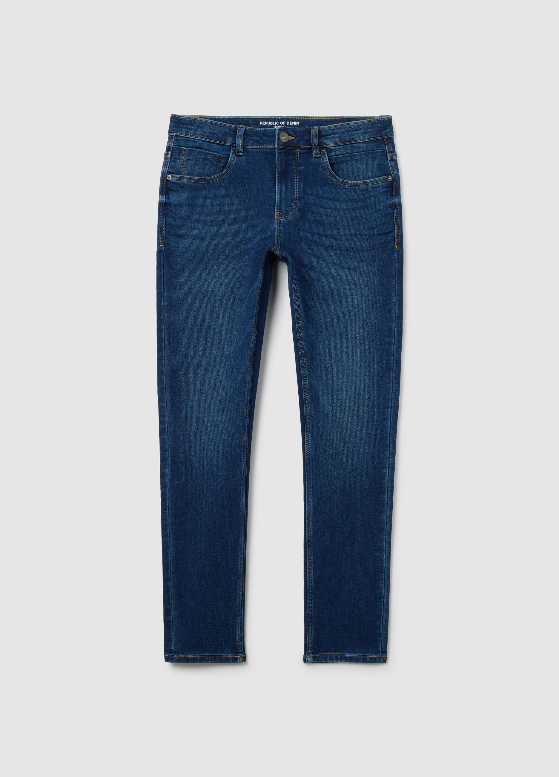 Blue denim jeans in cotton blend skinny fit