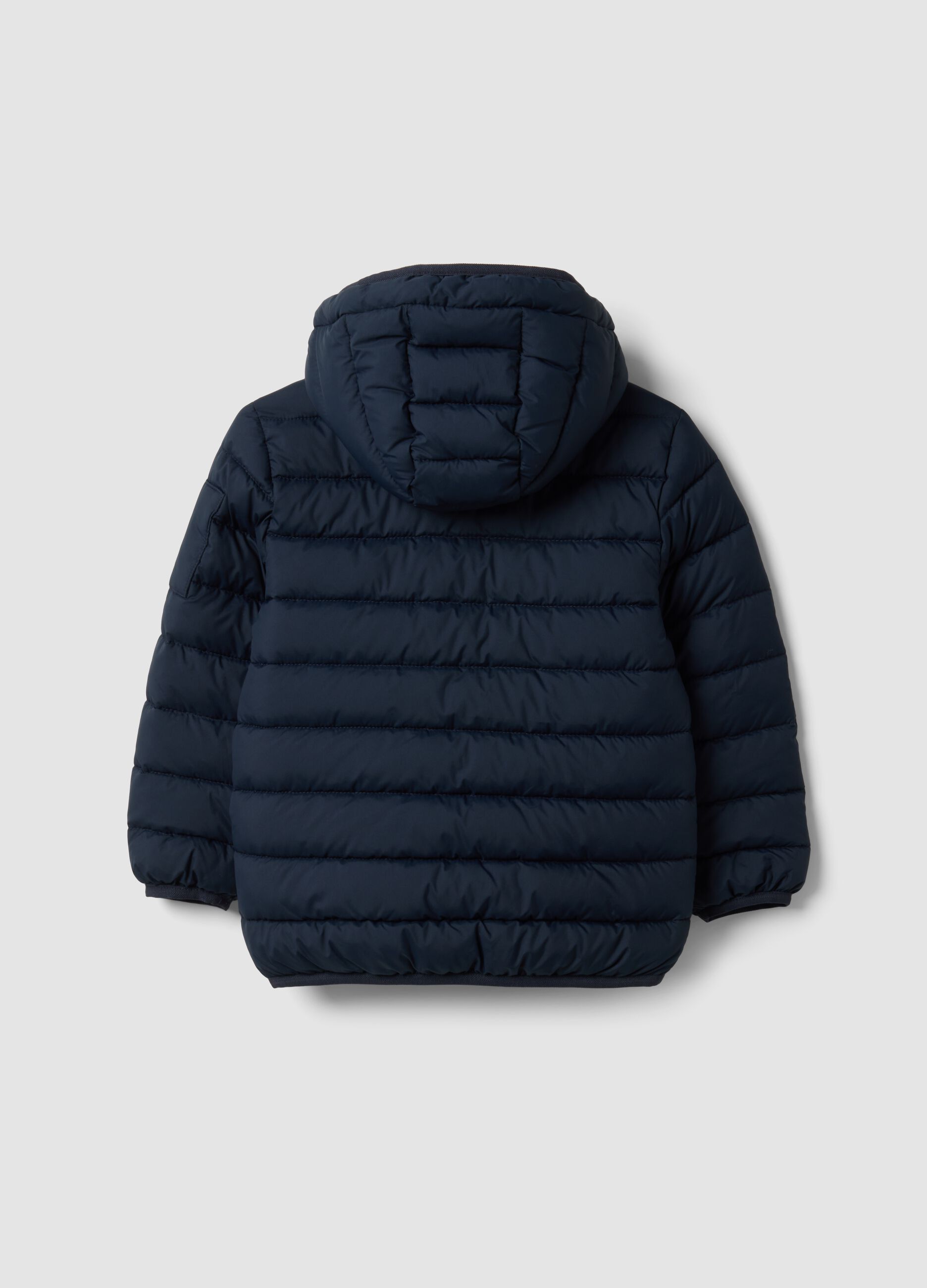 Blue Ultralight padded hooded jacket with zip for boys