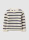 Pure cotton sweater with white and blue stripes regular fit for girls_0