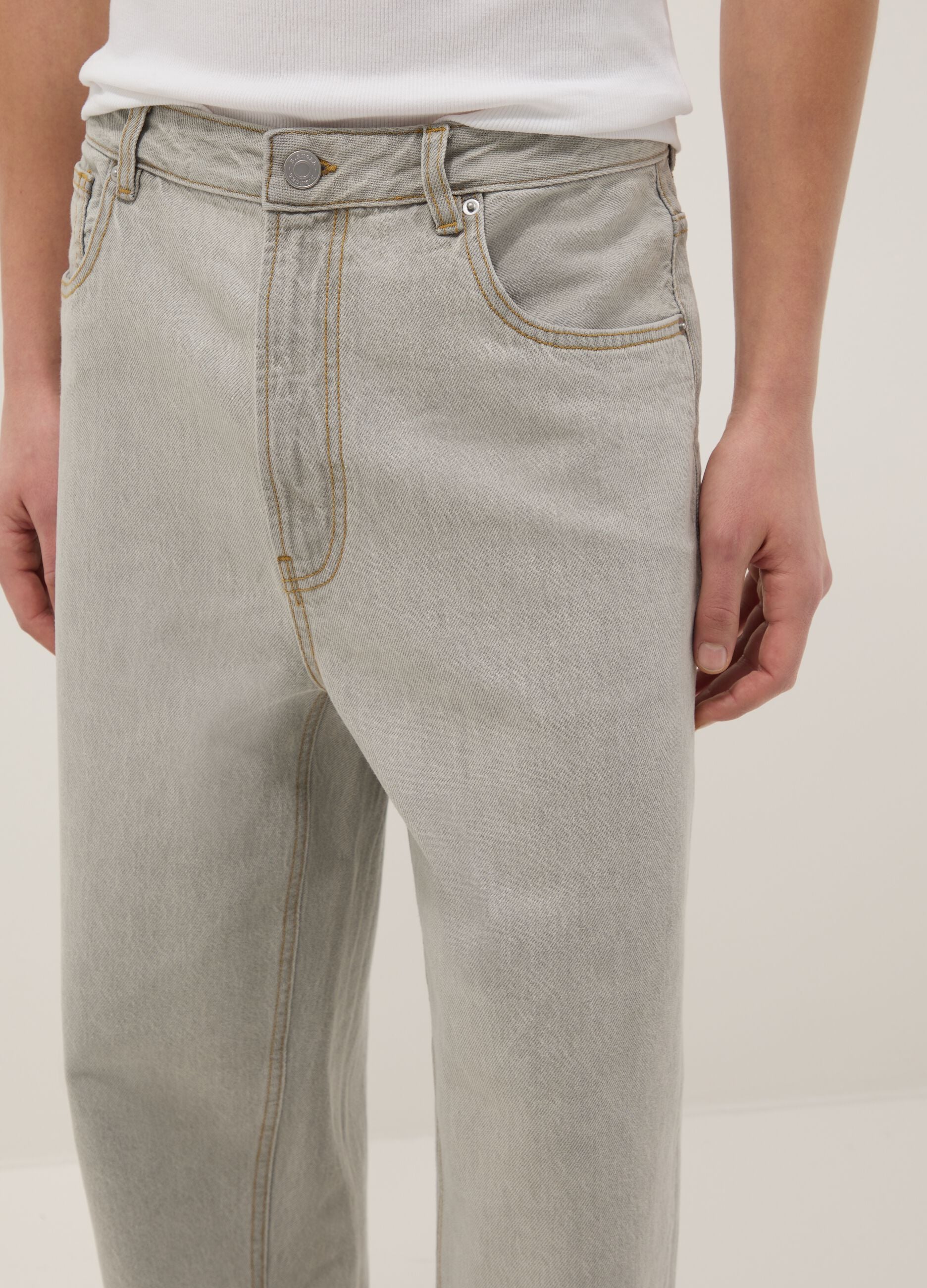 Baggy grey denim pure cotton jeans