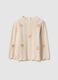 Beige pure cotton perforated jumper for girls, regular fit with embroidery_0