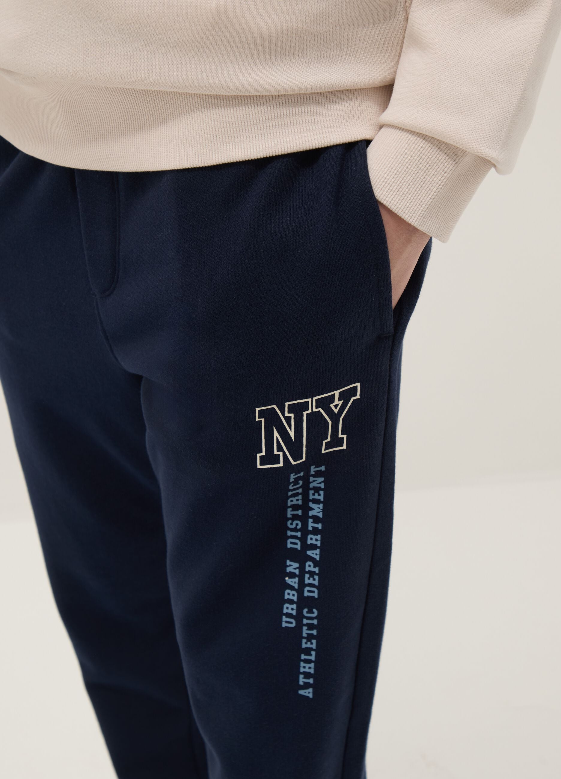 Regular fit boys' blue pure cotton joggers