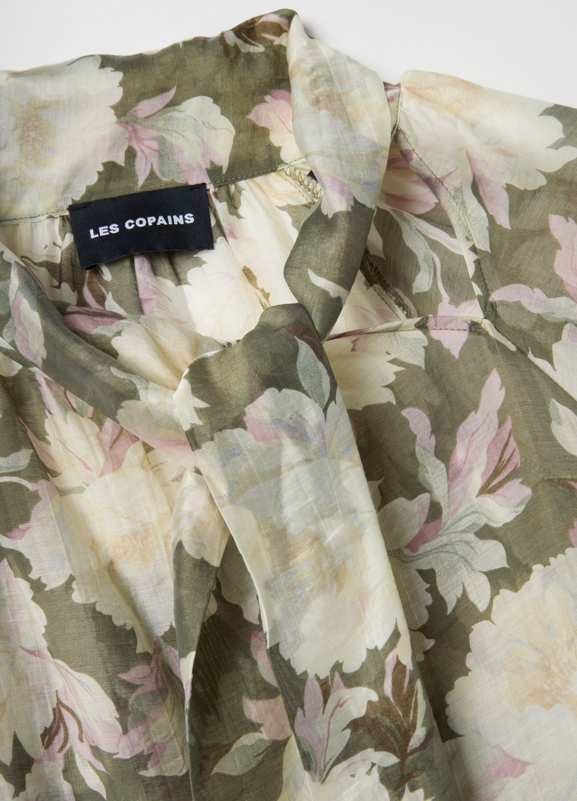 Multicoloured Lyocell blend regular fit shirt with floral patterns