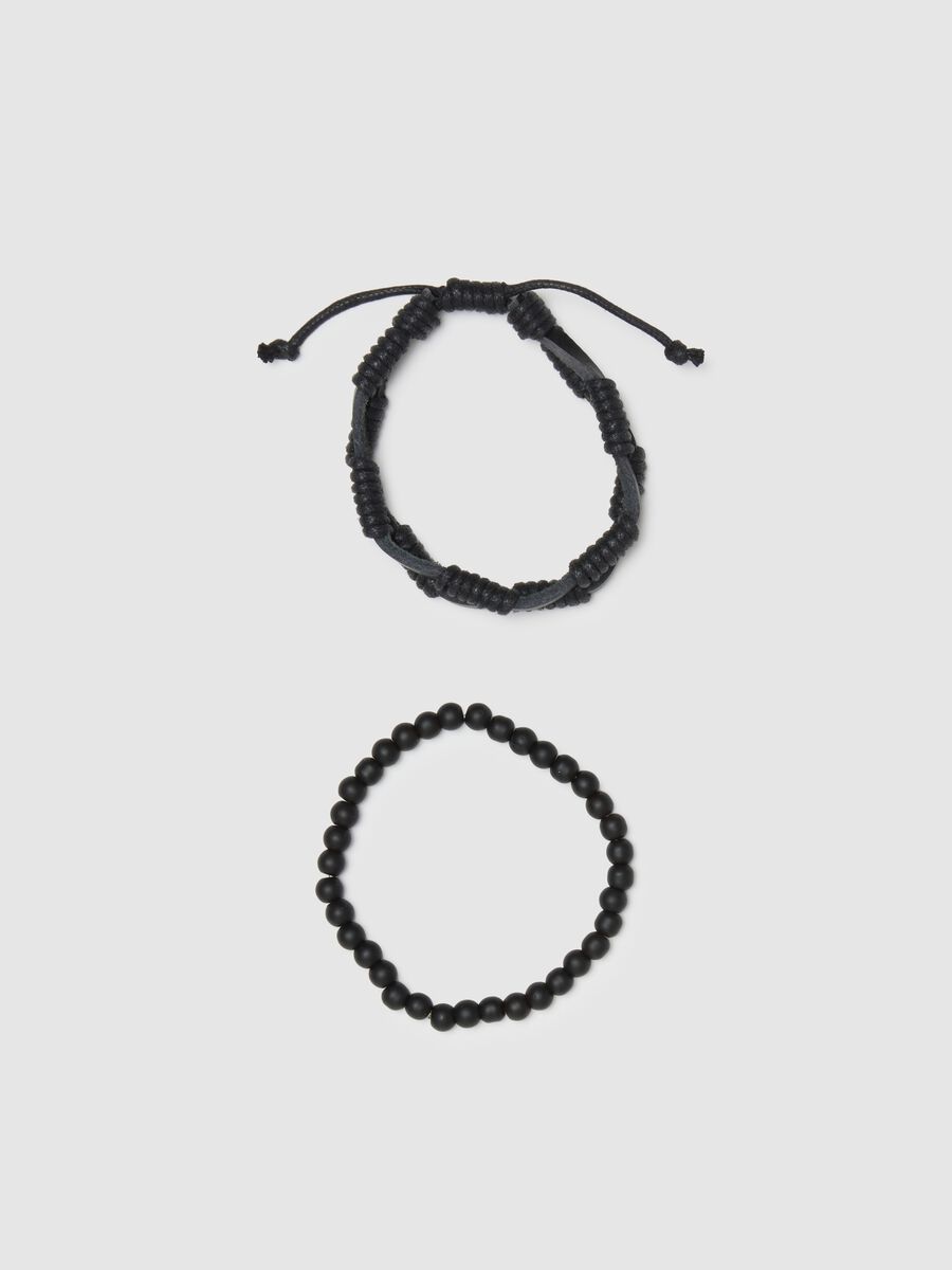 Black Genuine Leather Bracelet Twin Pack_0