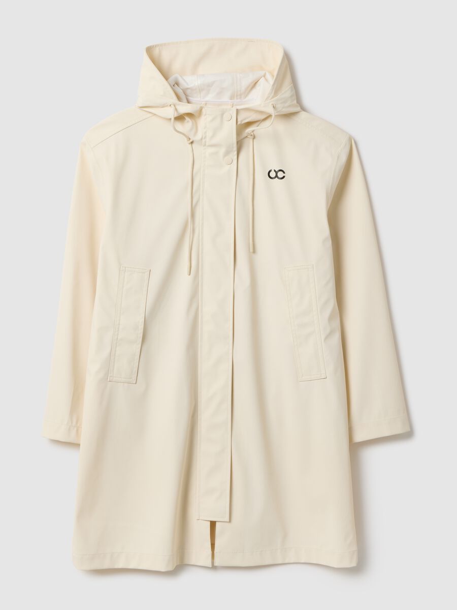 Beige Waterproof Jacket with Hood Regular Fit_4