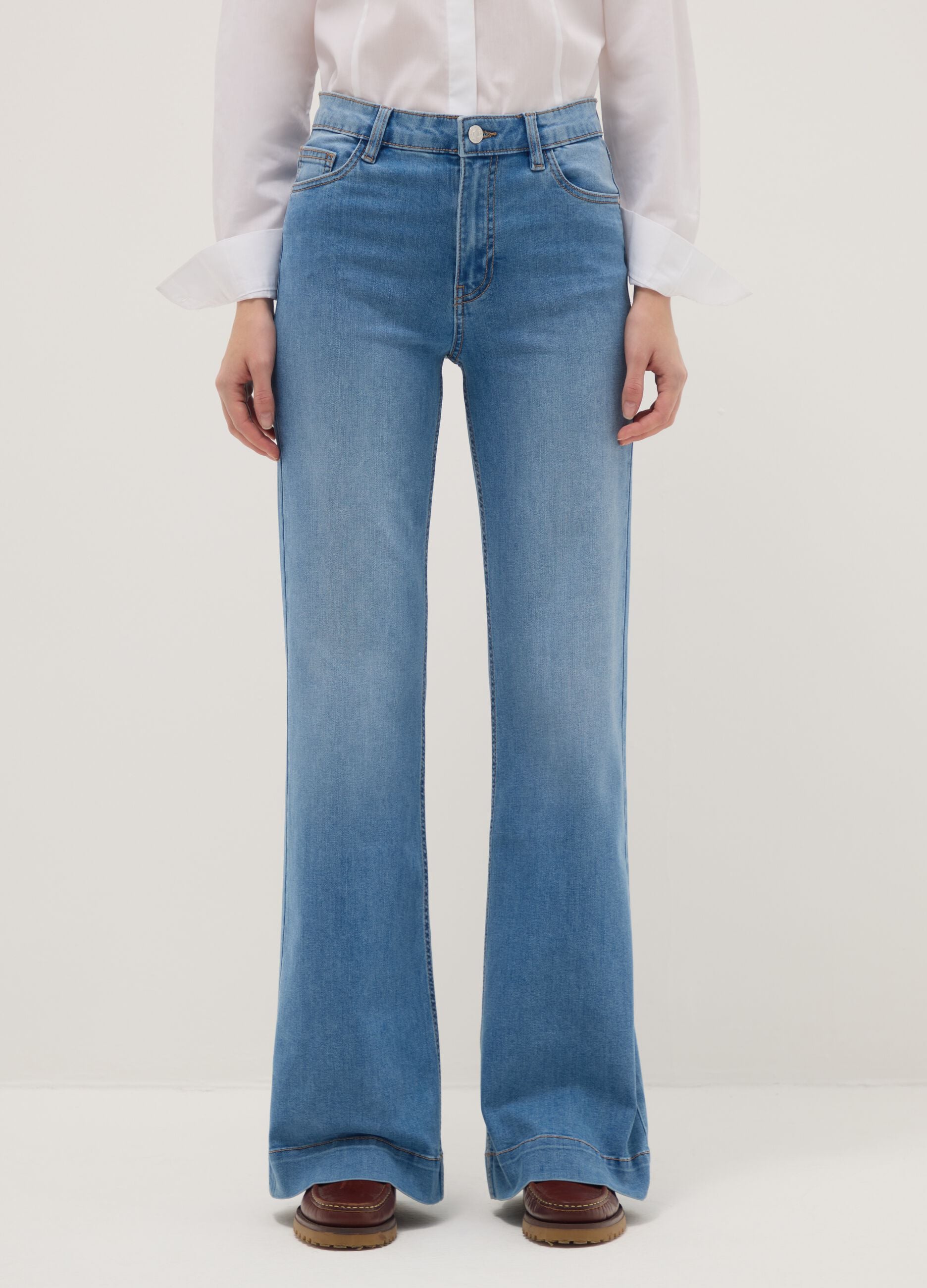 Blue denim bootcut jeans